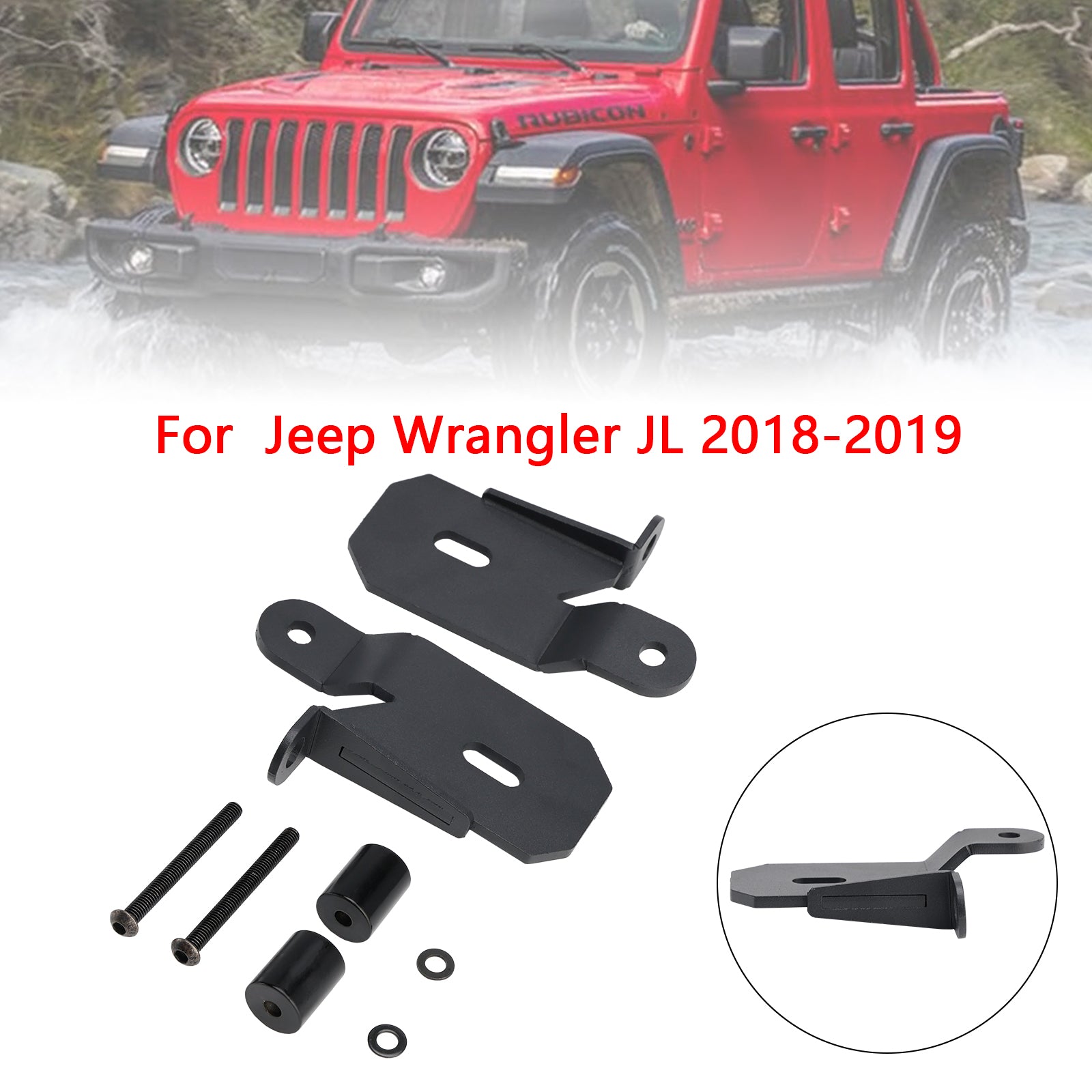2018-2019Jeep Wrangler JL 7318 A-Pillar Black Light Mount Brackets