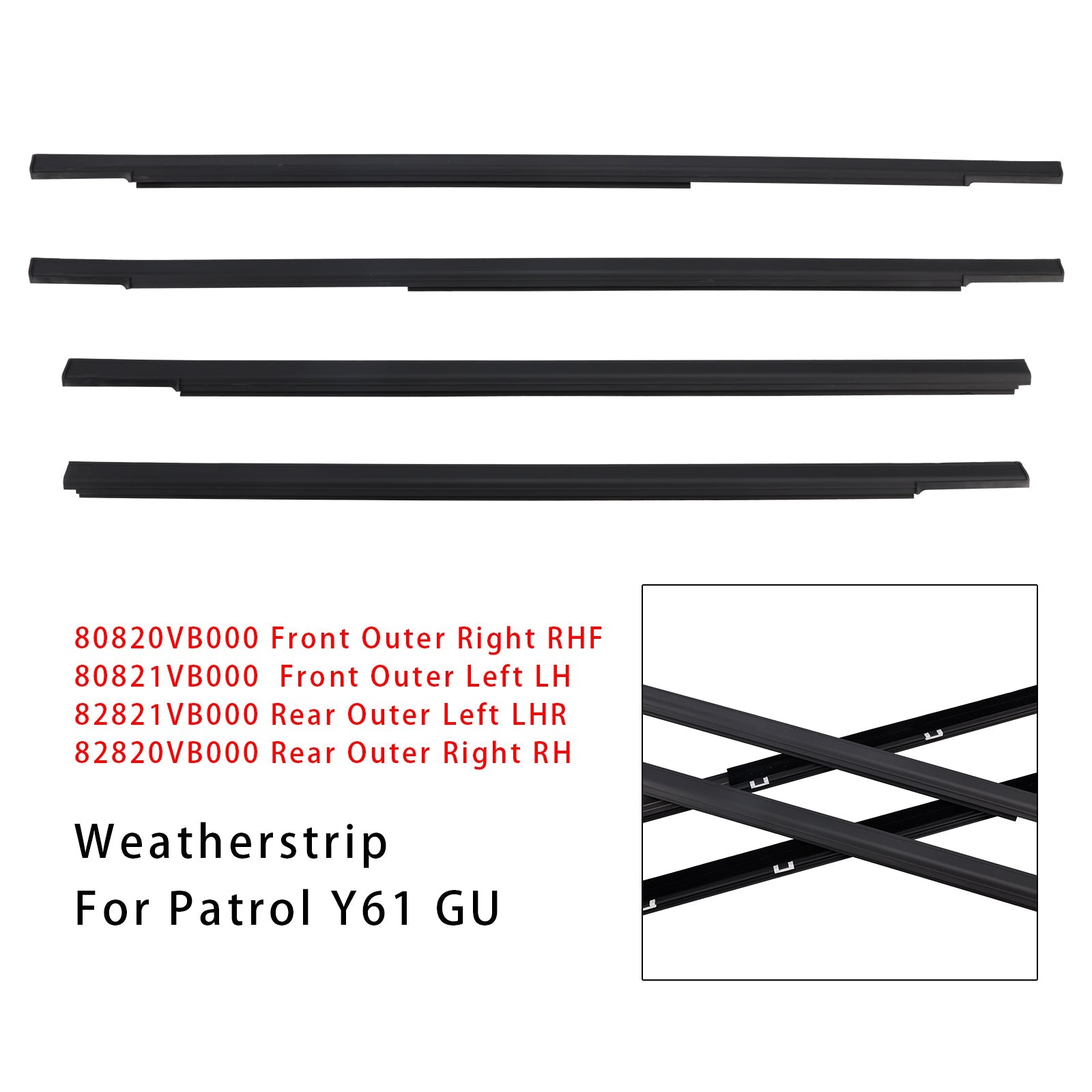 4PCS Door Window Weatherstrip Mould Kit For Patrol Y61 GU