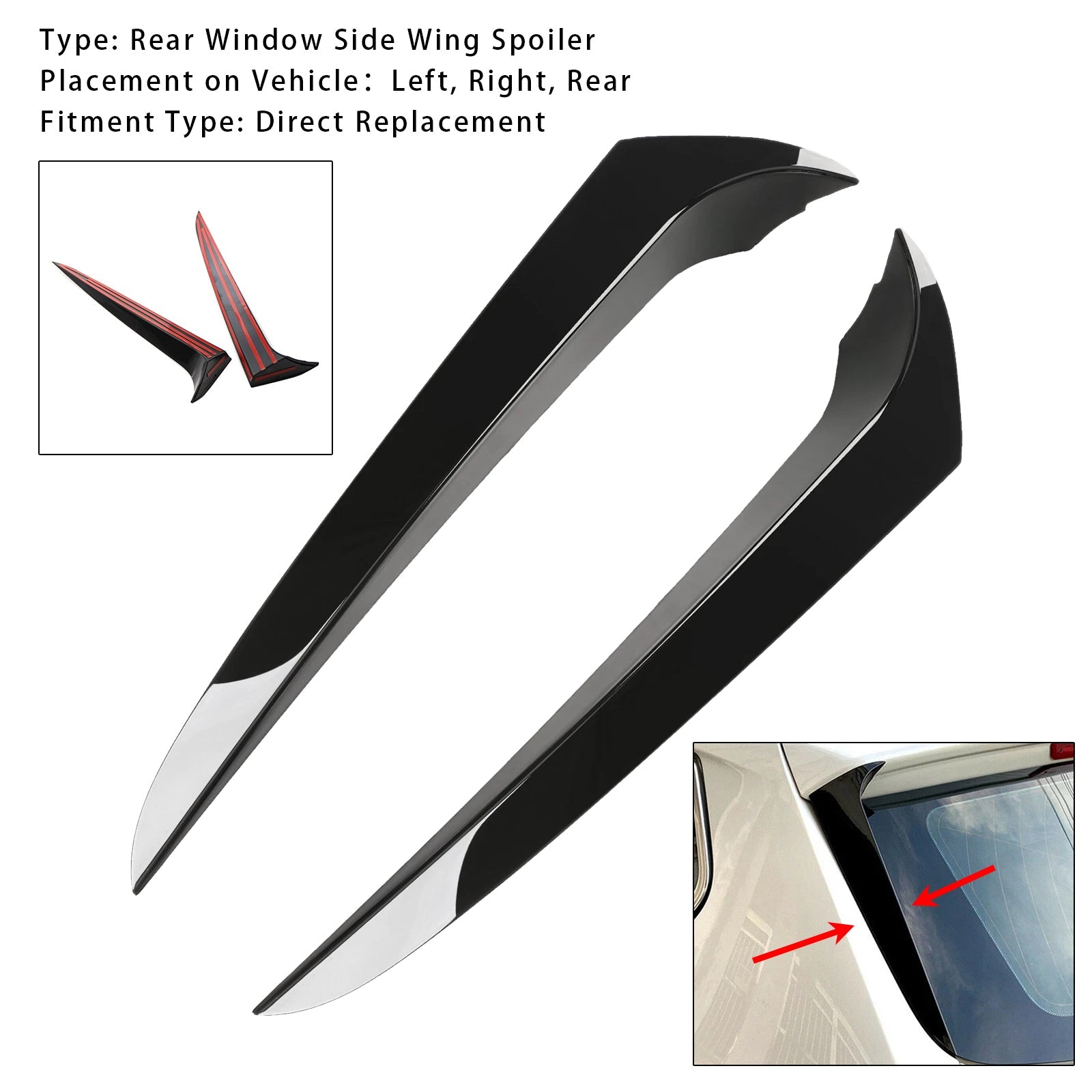 2011-2017 BMW X3 F25 Gloss Black Pair Rear Window Side Wing Spoiler