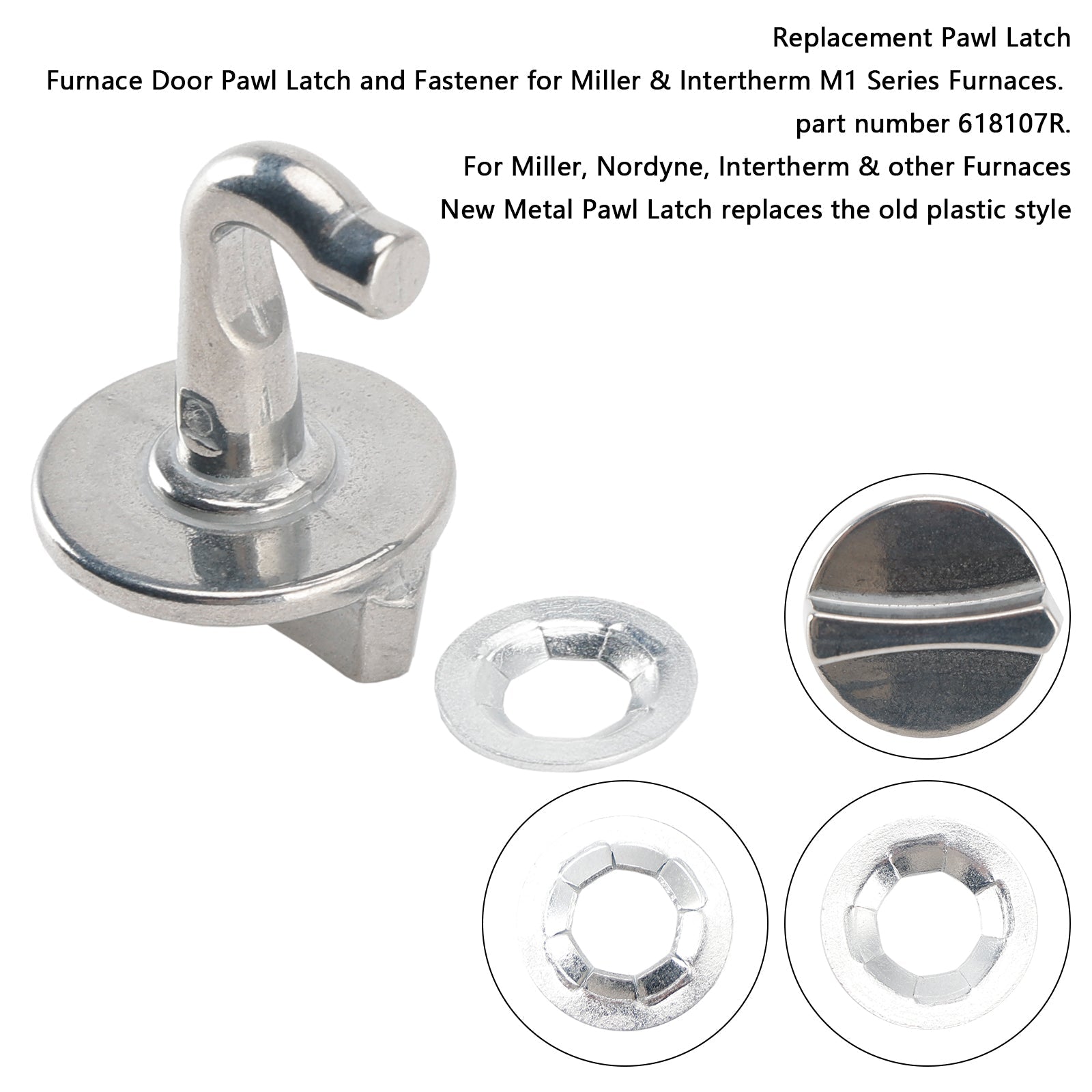 618107R Gas Furnace Metal Door Latch for Nordyne Nortek Intertherm Miller