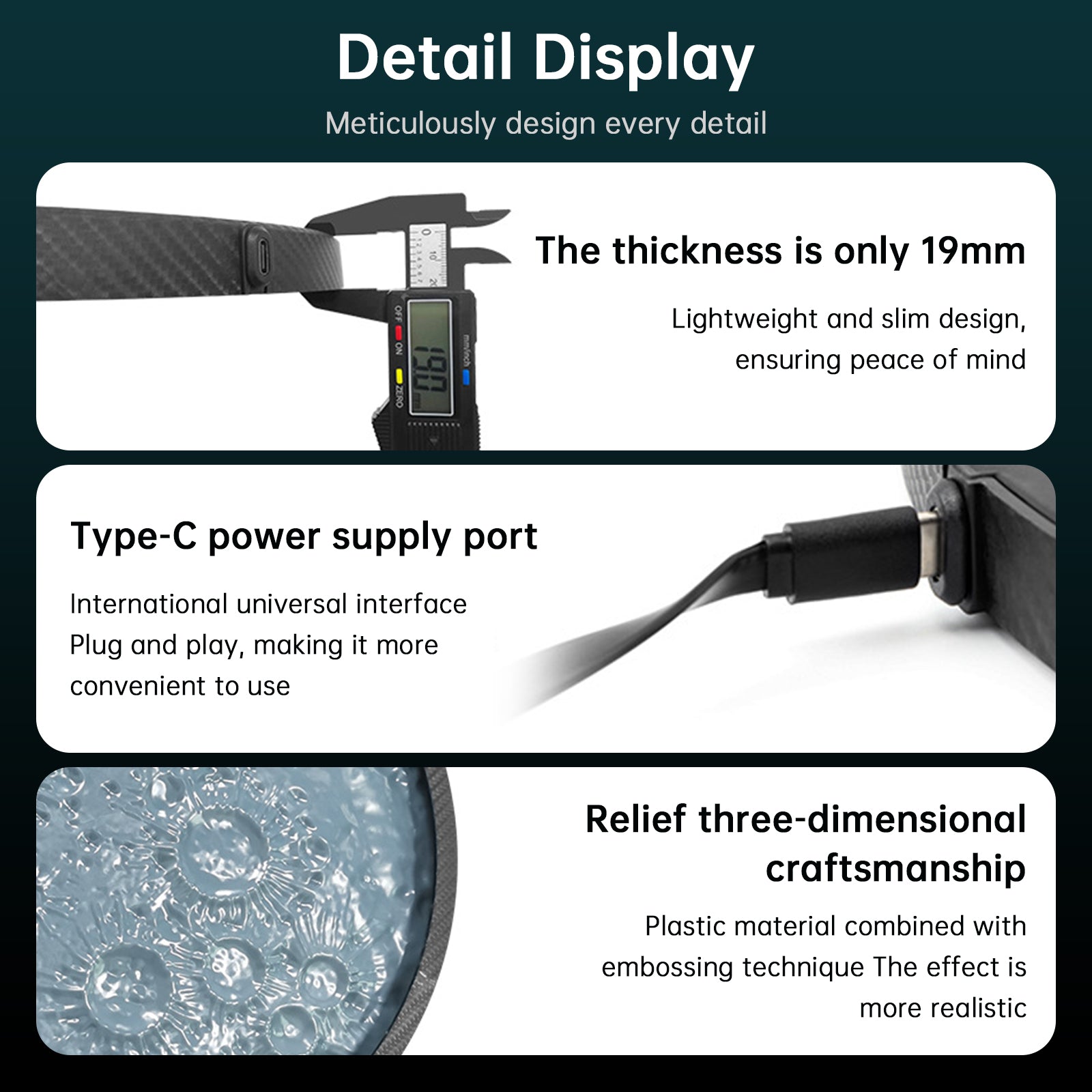 Car Rear Window Lamp Side Lamp Embossed Moon Decorative Lamp