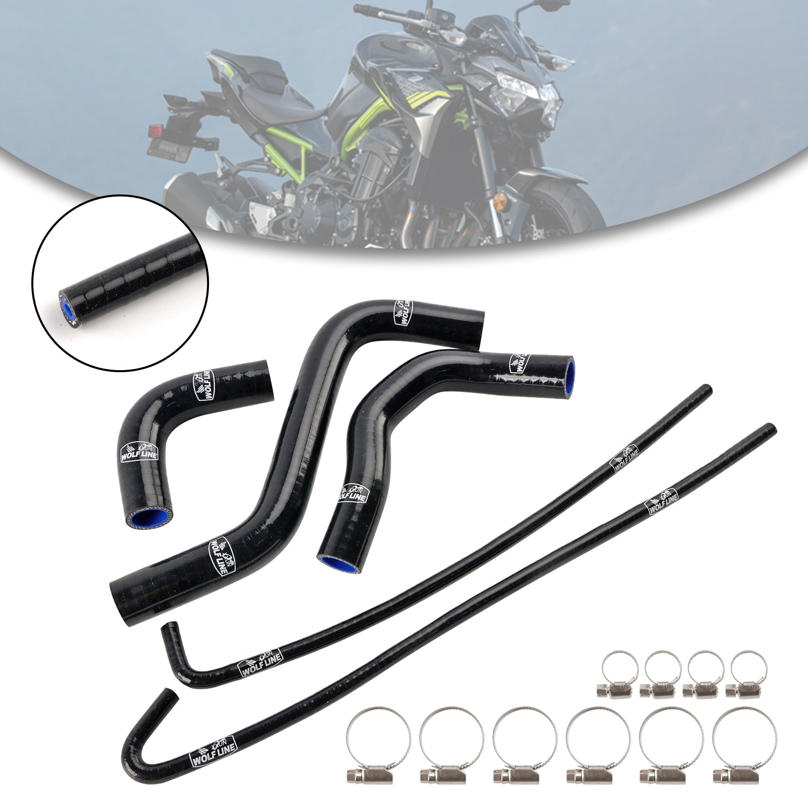 Silicone Radiator coolant Hose kit For Kawasaki Z900 Z900RS 2017-2025