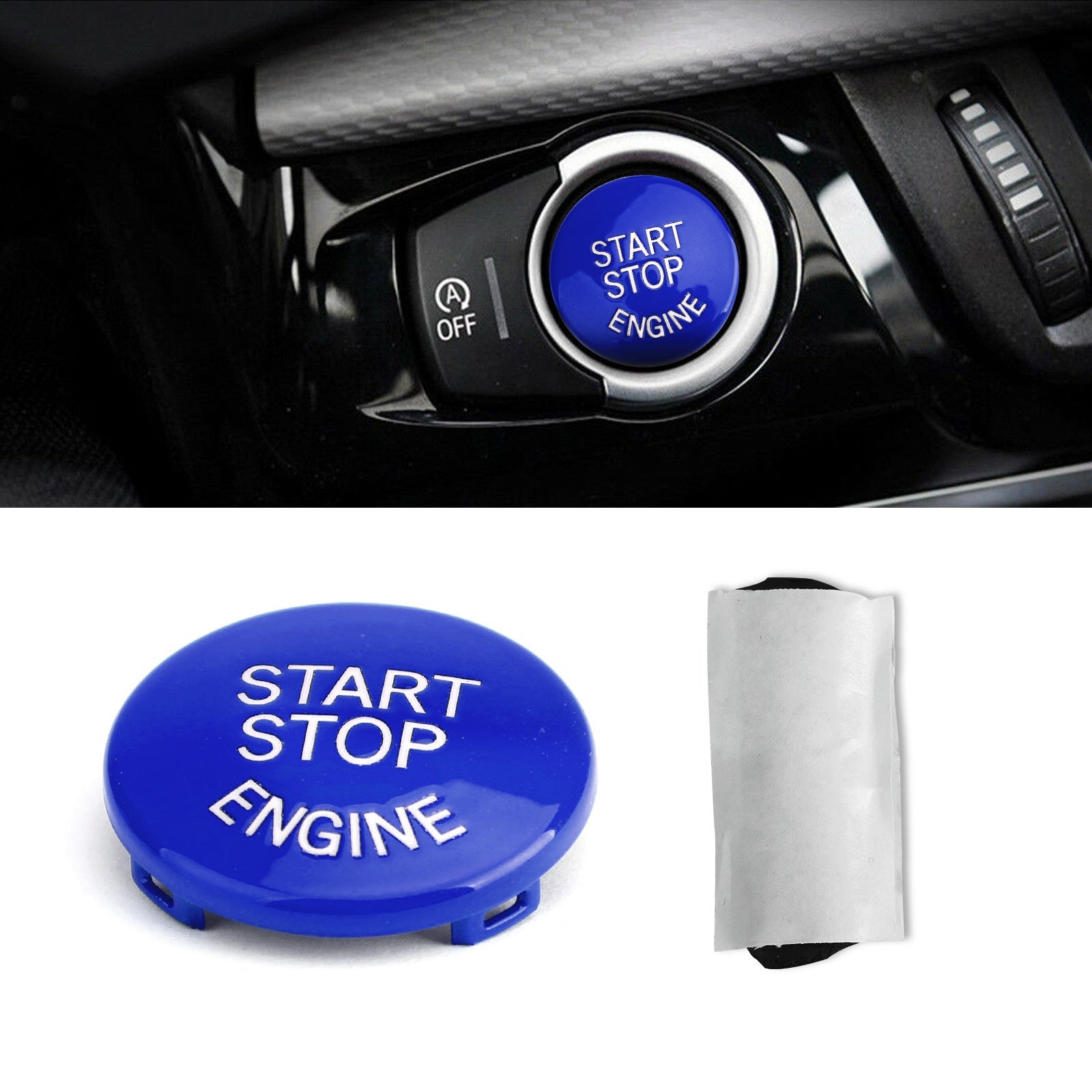 Start Stop Engine Button Switch Cover For BMW E Chassis E90 E91 X5 E70 E60 Blue