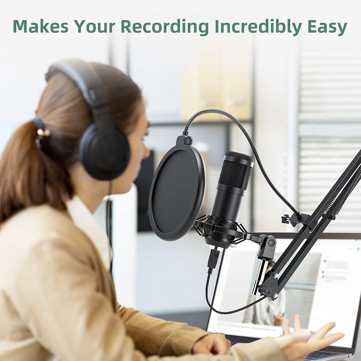 BM800 USB Condenser Microphone for PC Studio Microphone Kit Singing Streaming