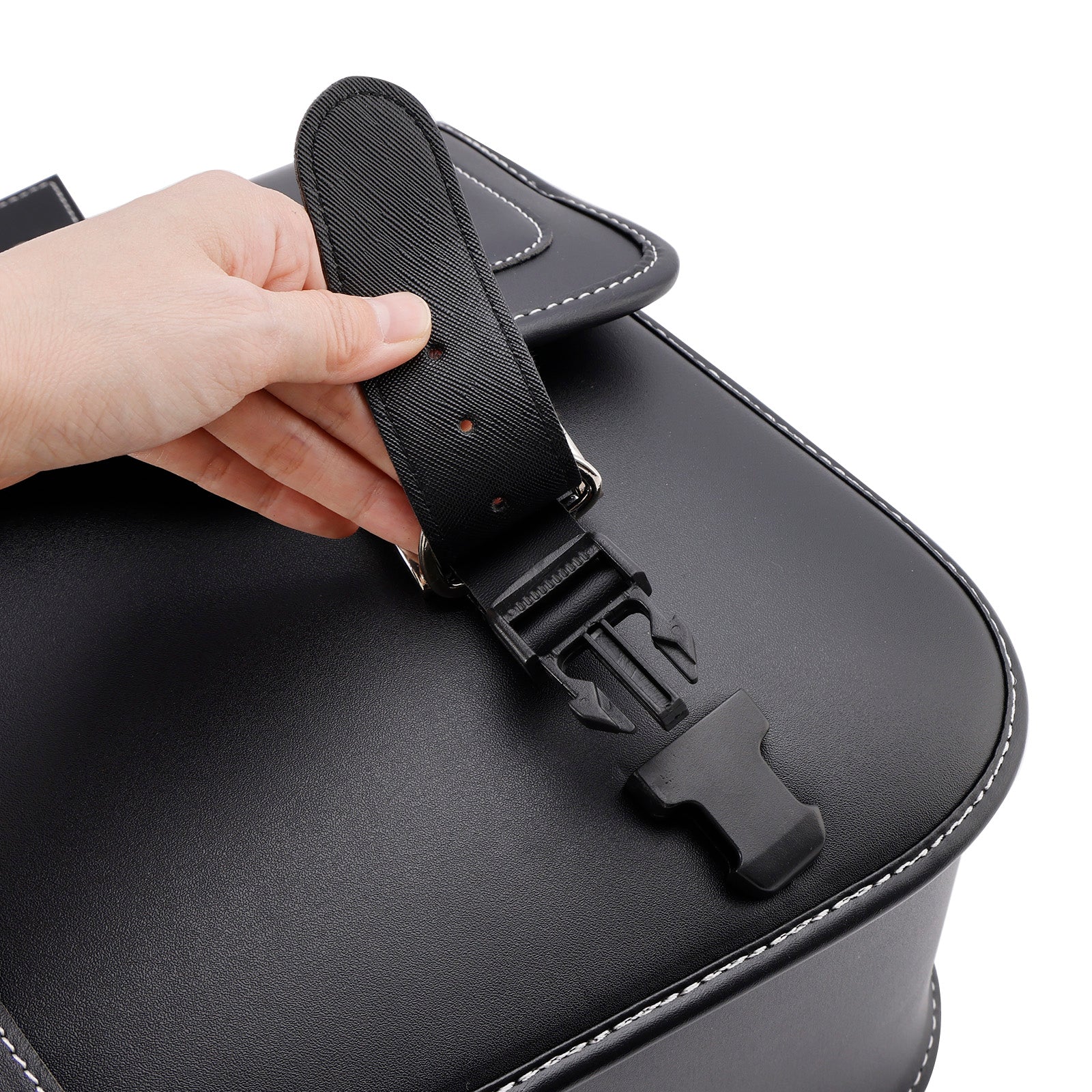 Universal Saddlebag Side Storage Tail Bag Pu Luggage Black 28L For Motorcycle