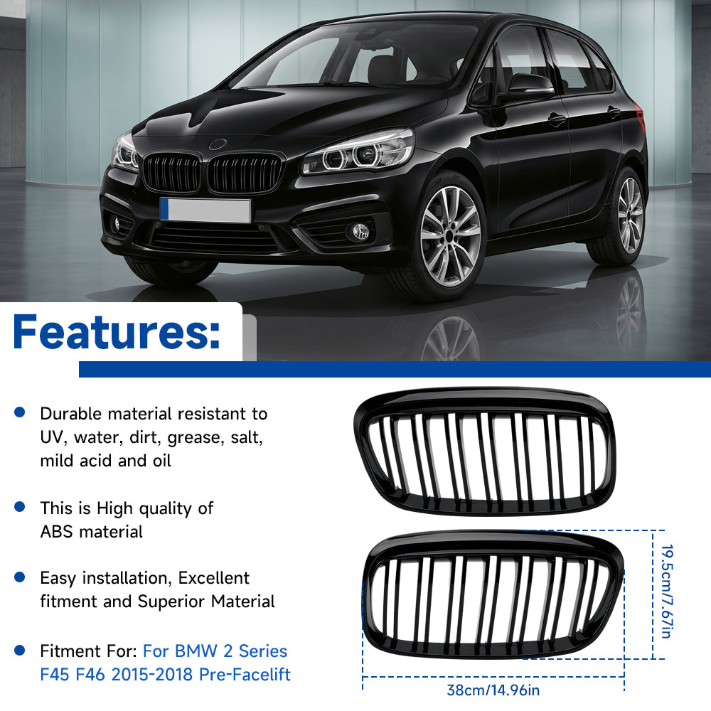 BMW 2 시리즈 Gran Tourer F45 F46 2015-2018 Gloss Black Front Grill Grille