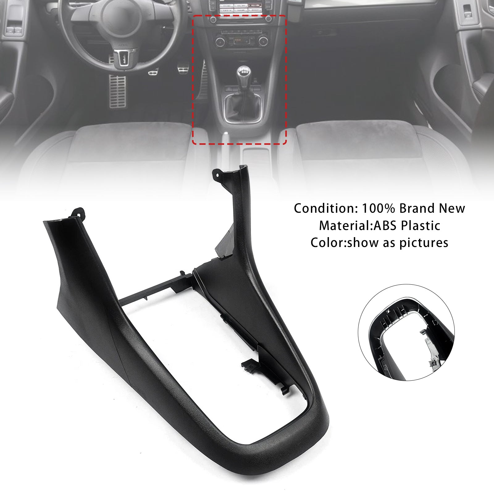 2009-2013 VW Golf 6 MK6 Center Console Gear Shift Knob Frame Trim 5K0863680