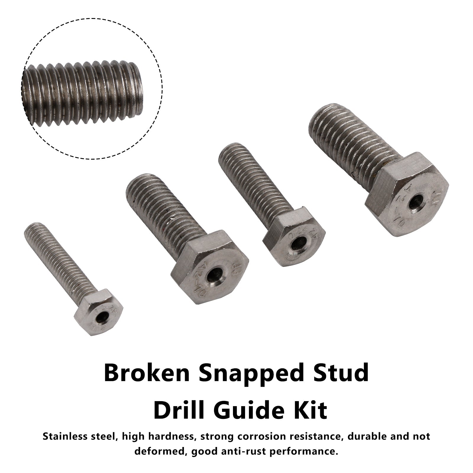 Stainless Steel M6 & M8 & M10 & M12 Broken Snapped Stud Drill Guide Kit 4PCS