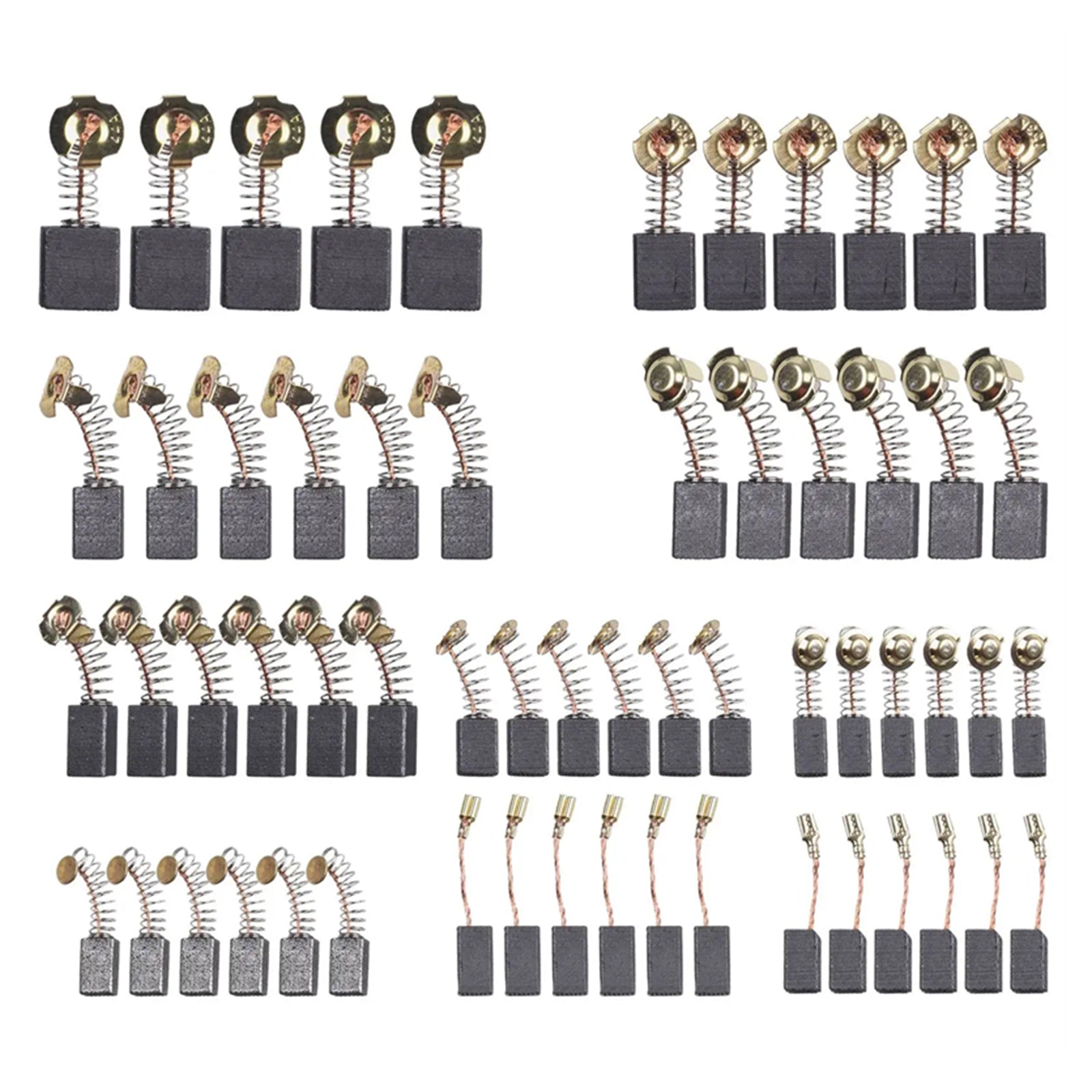60Pcs 10 Sizes Electric Motor Carbon Brushes Replacement For Power Tool
