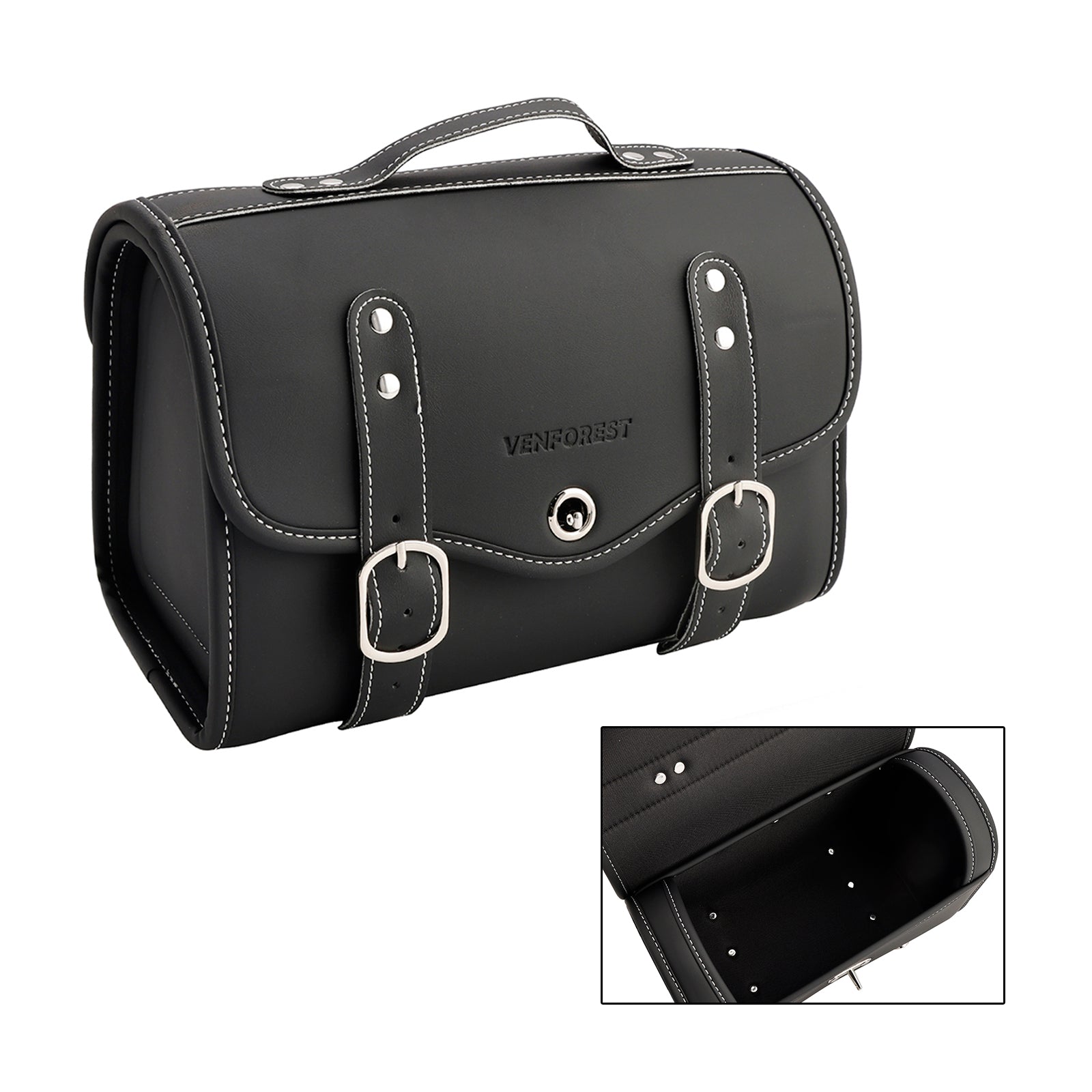 스쿠터, 오토바이용 PU 사이드 테일 백, 새들백, 색상 매칭 러기지, 화이트