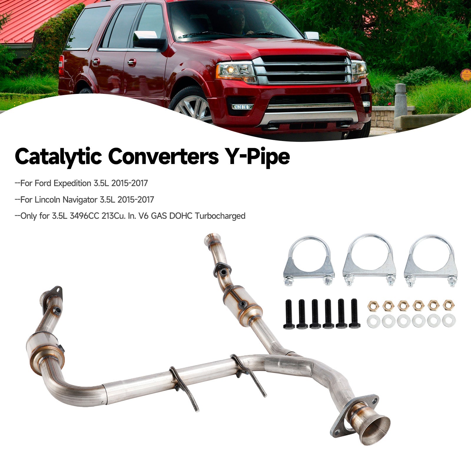 Catalytic Converters Complete Y-Pipe for Ford Expedition Navigator 3.5L 2015-2017