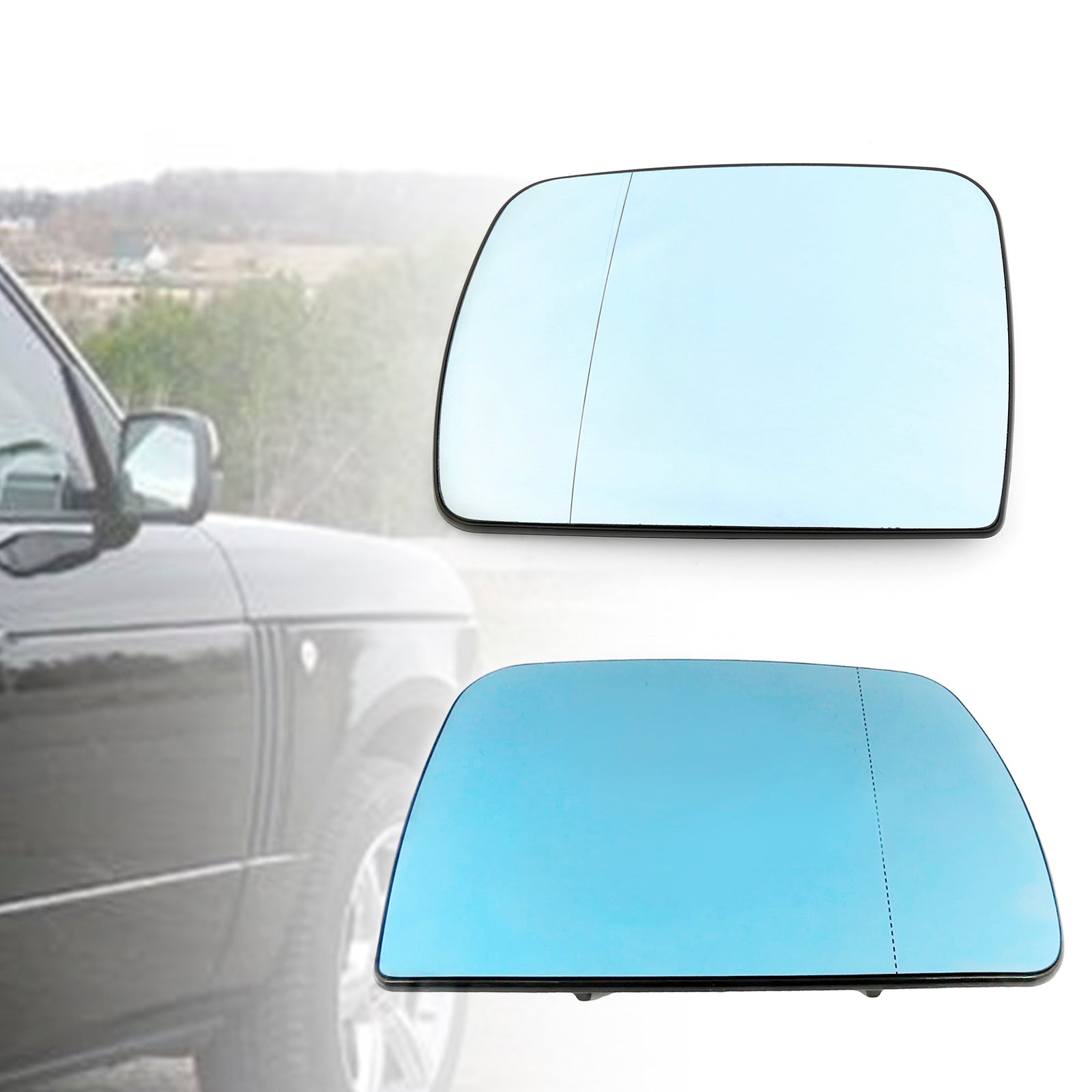 Blue Heated Left&Right Driver Side Wing Mirror Glass For BMW X5 E53 1998-2006