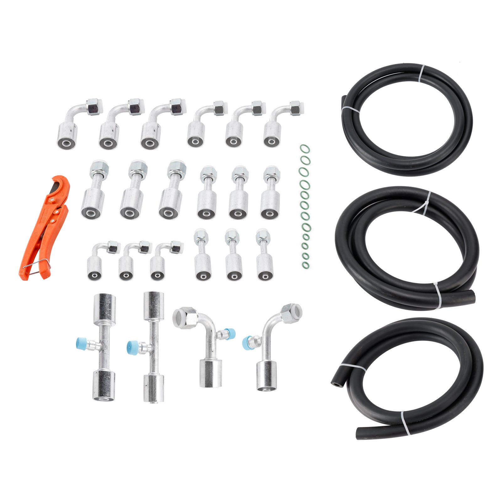 26PCS 9.5ft Air Conditioning Hose and Fitting Kit Includes 9.5ft #6#8#10 AC Hose