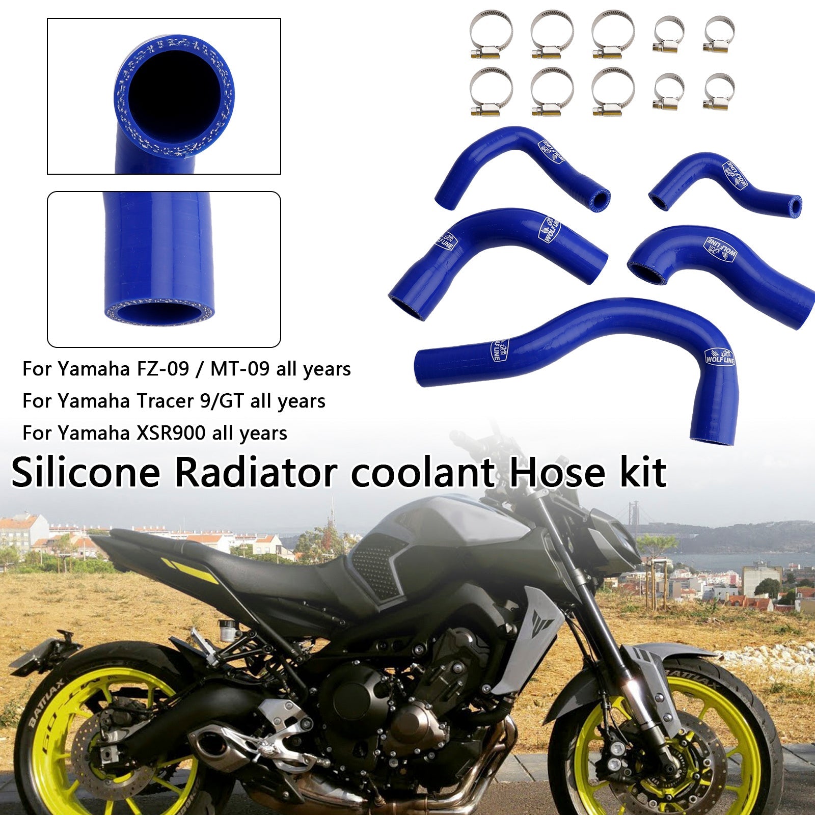 Silicone Radiator coolant Hose For Yamaha MT-09 XSR900 Tracer 9/GT all years