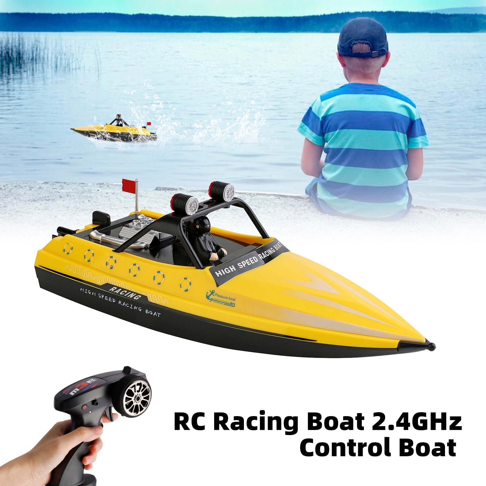 Wltoys WL917 RC Jet Boat RC Racing Boat 2.4GHz Remote Control Boat Toy Yellow