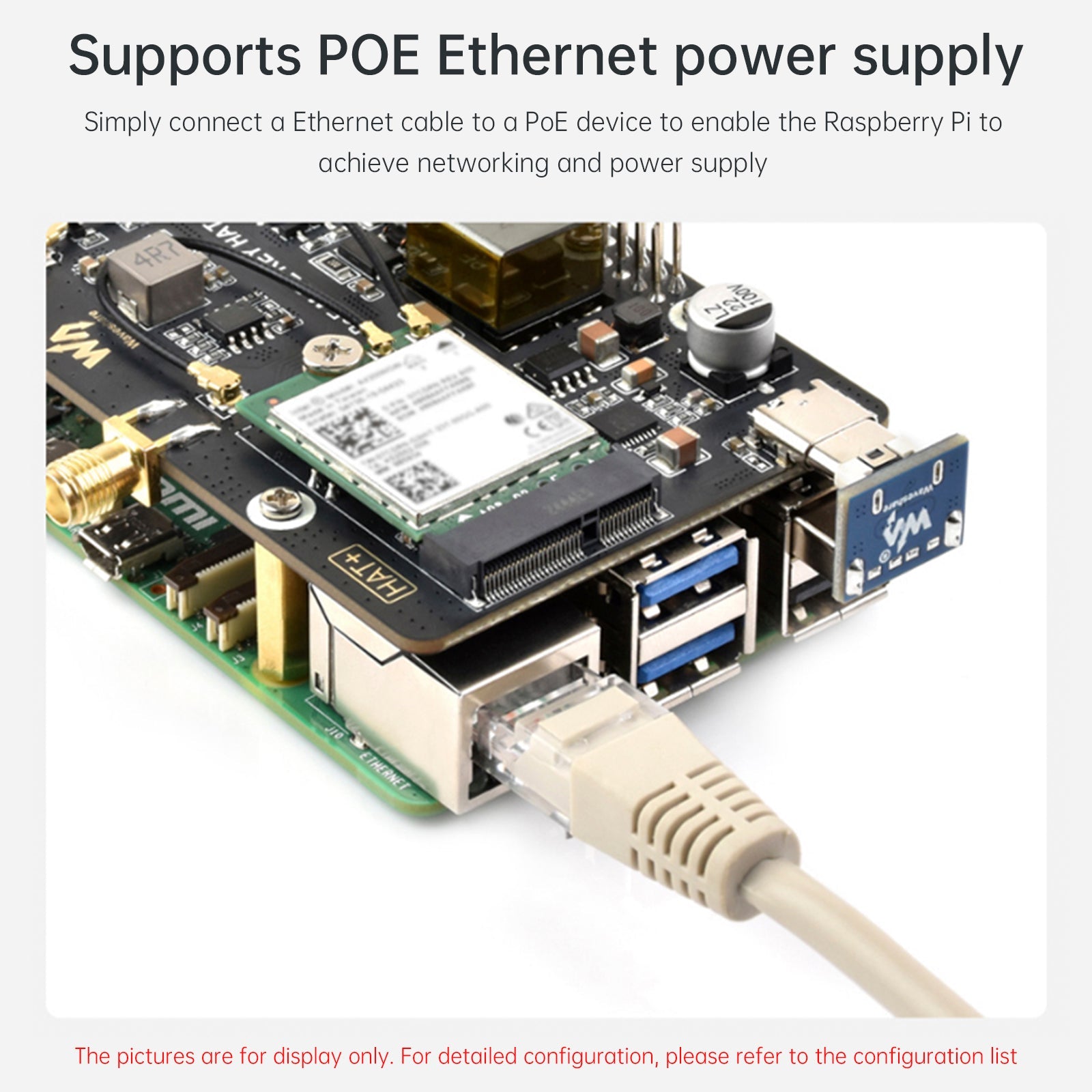 Raspberry Pi 5 PCIe to M.2 E Key with PoE Ethernet Power Supply Adapter Board