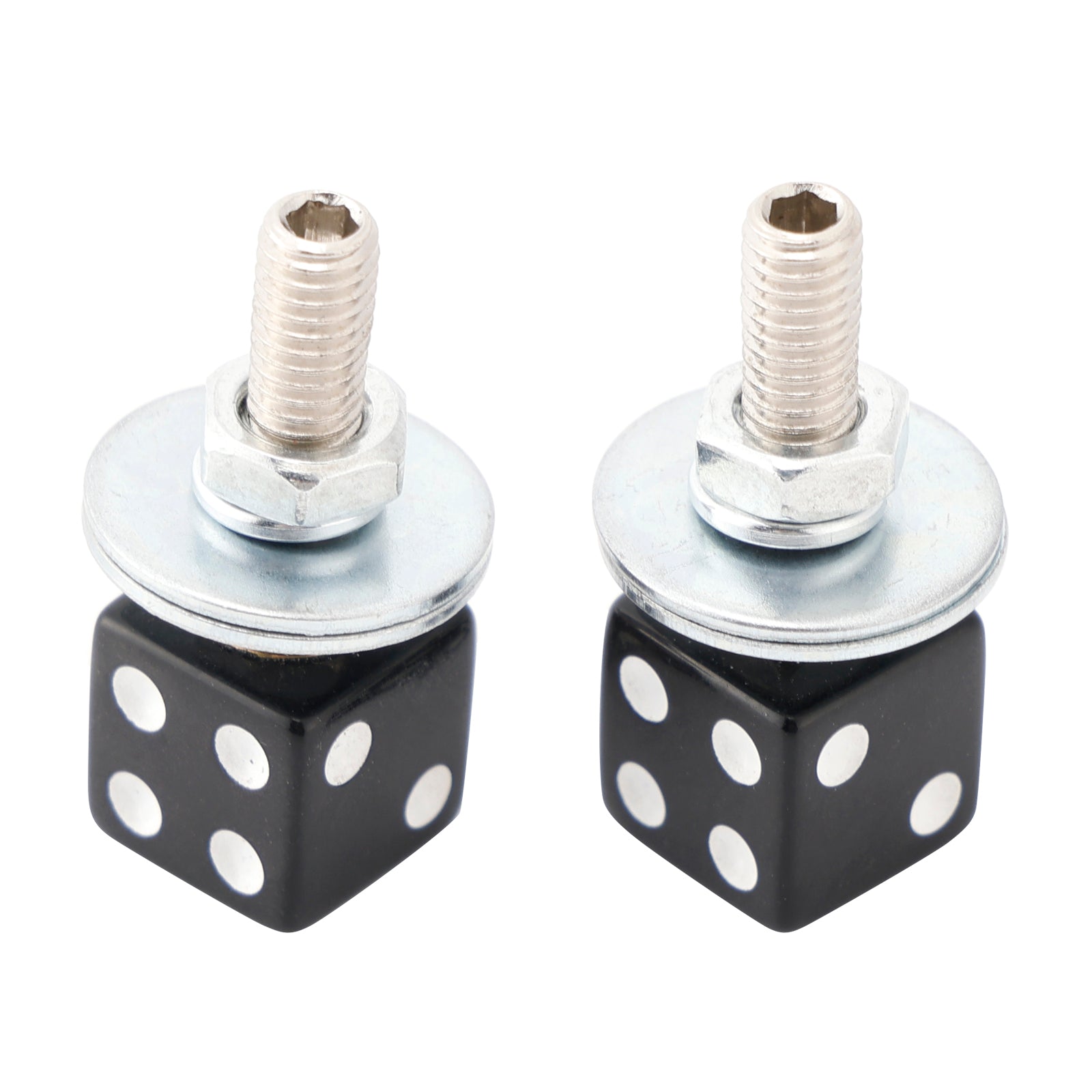 2x Custom DICE License Plate Bolt Screw Black Plastic Motorcycle Chopper Bobber