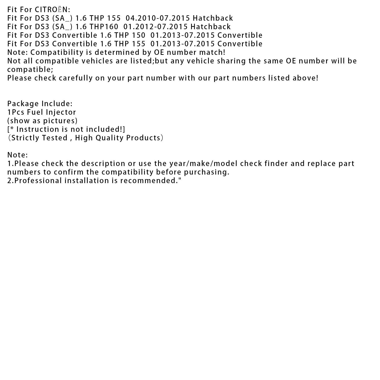 1Pcs Fuel Injector For BMW F21 F30 MINI R55 R56 R60 Peugeot CITRO?N 0261500073