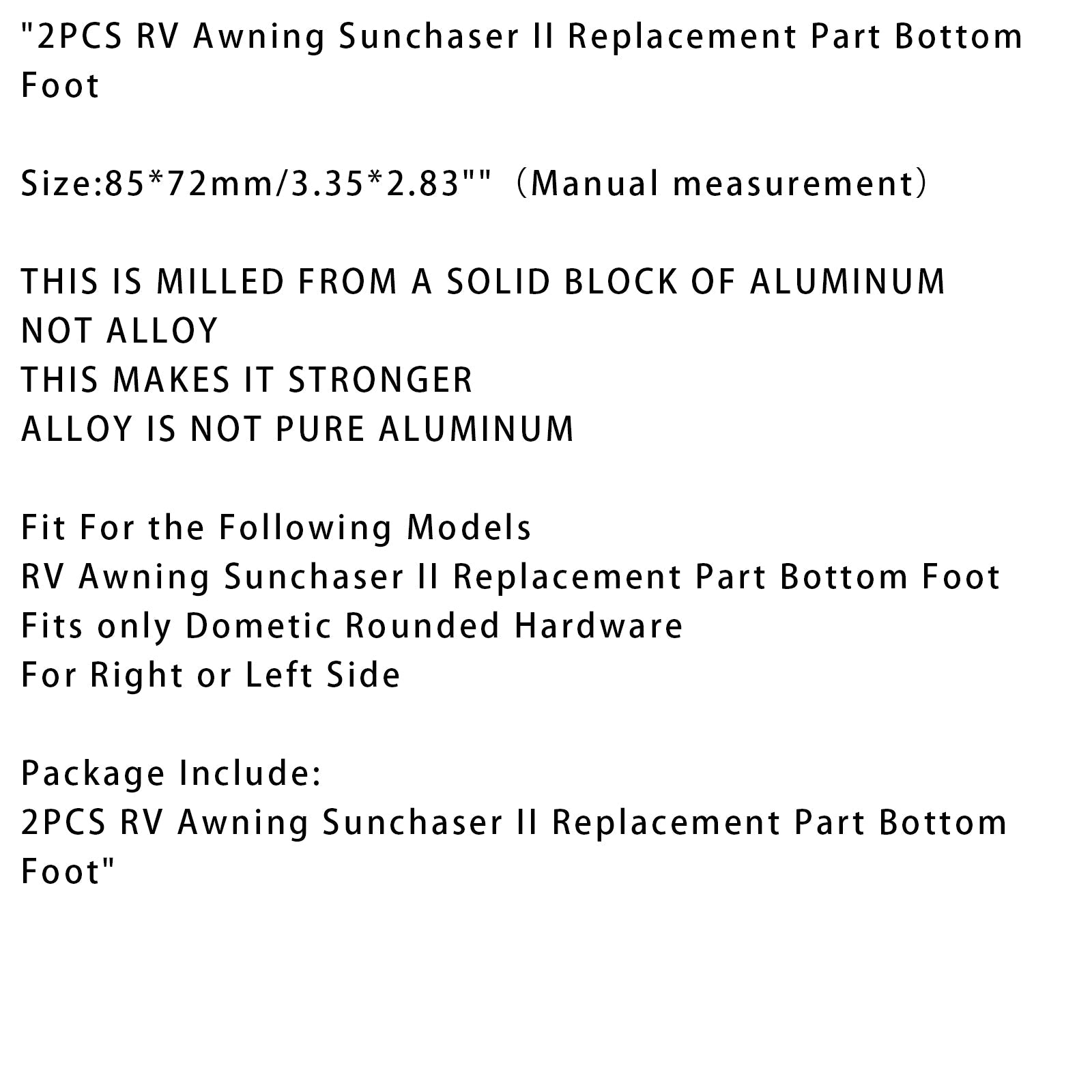 2PCS RV Awning Sunchaser II Replacement Part Bottom Foot