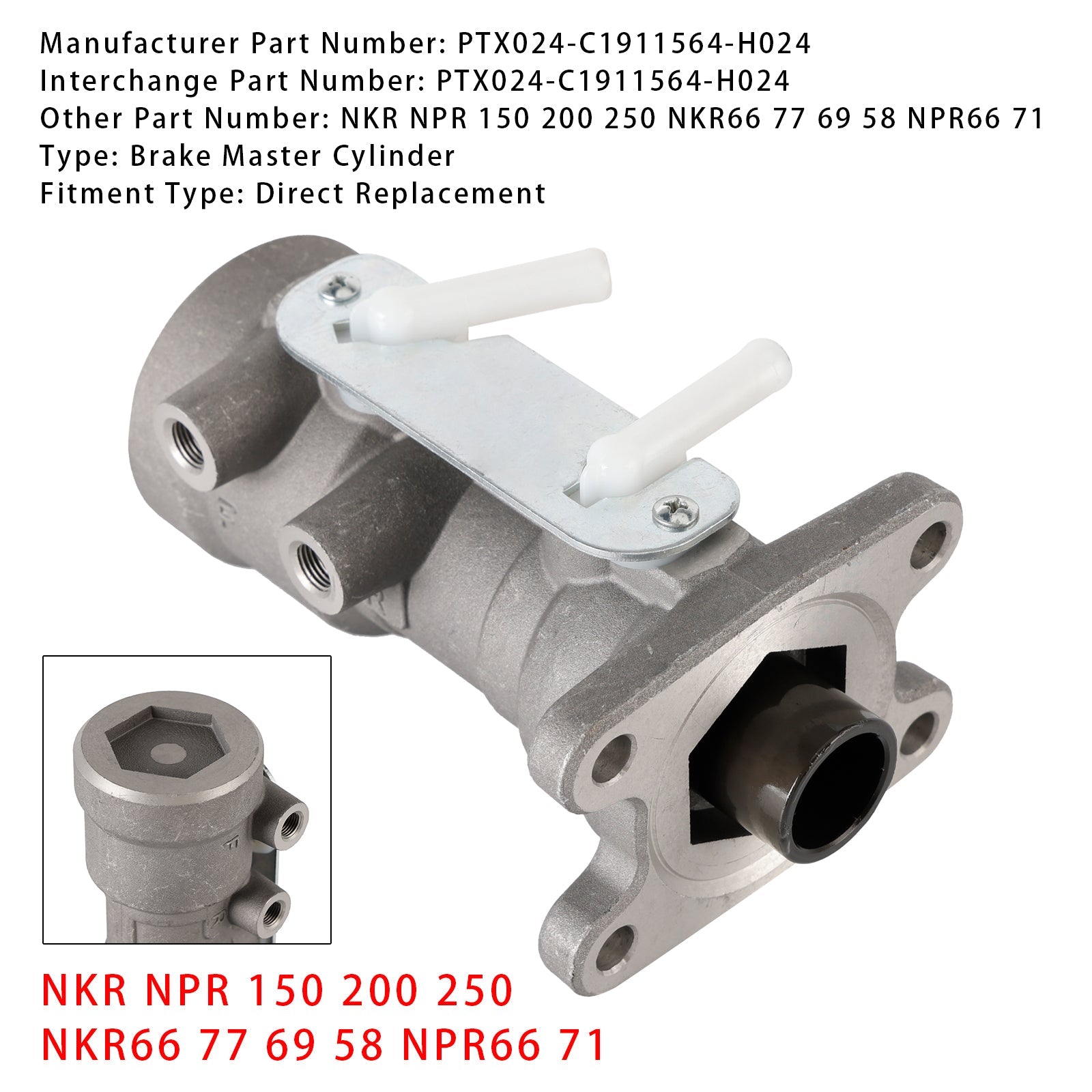 1998-2003 Isuzu NPR300 NPR NPR71 2 Door Truck 4.6L Diesel Brake Master Cylinder PTX024-C1911564-H024 NKR66