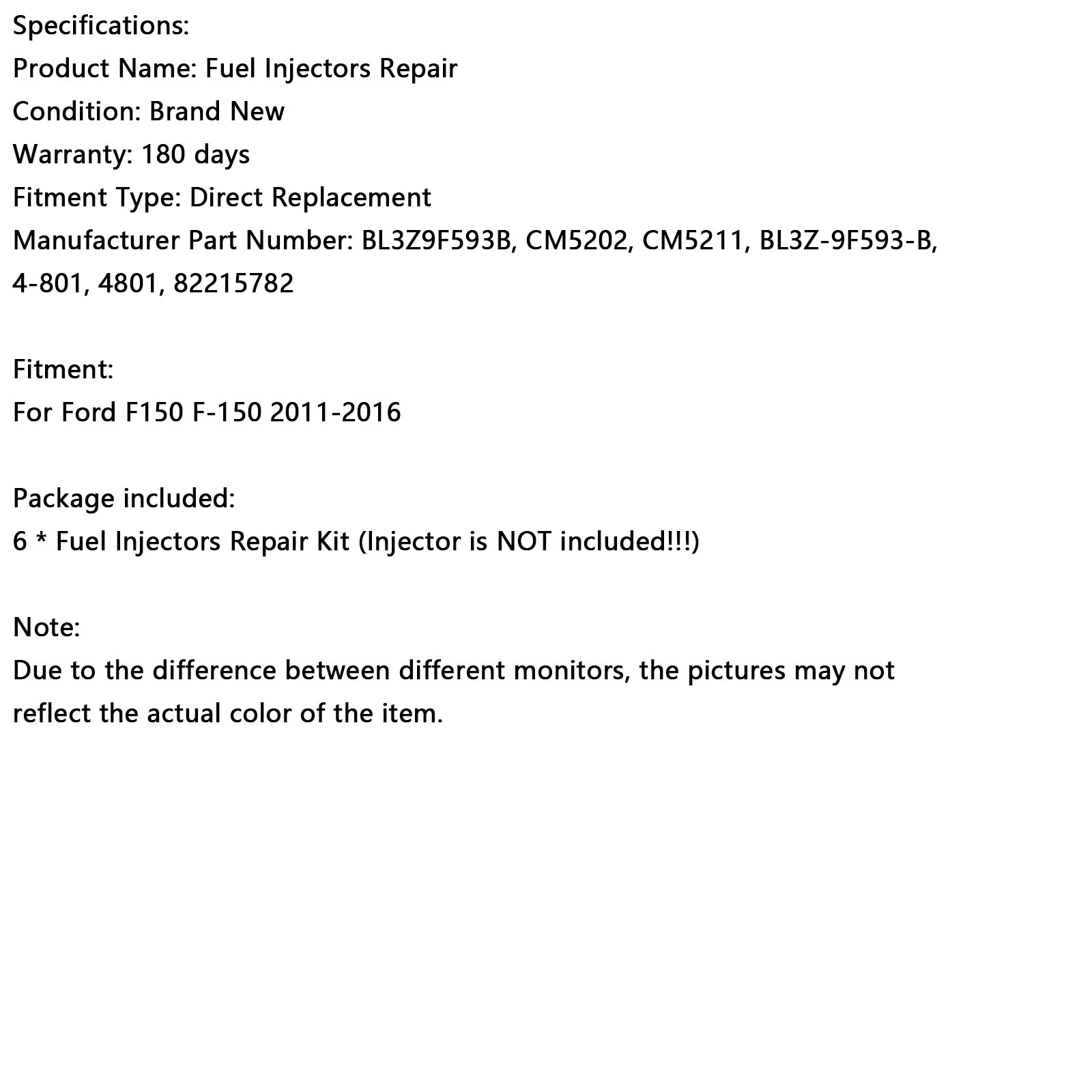 6PCS Fuel Injector Repair Seal Kit fit Ford F150 3.5L Turbo EcoBoost 2011-2016