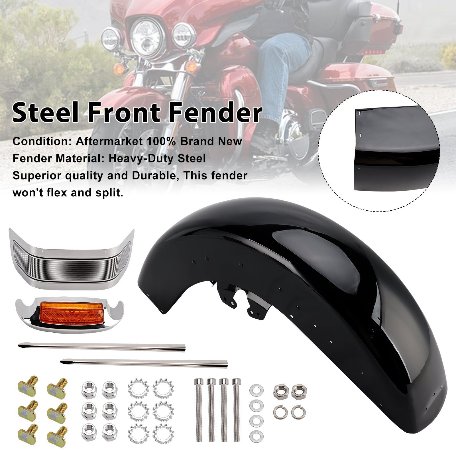 2014-2024 Touring Electra Glide Ultra Limited Steel Front Fender Mudguard