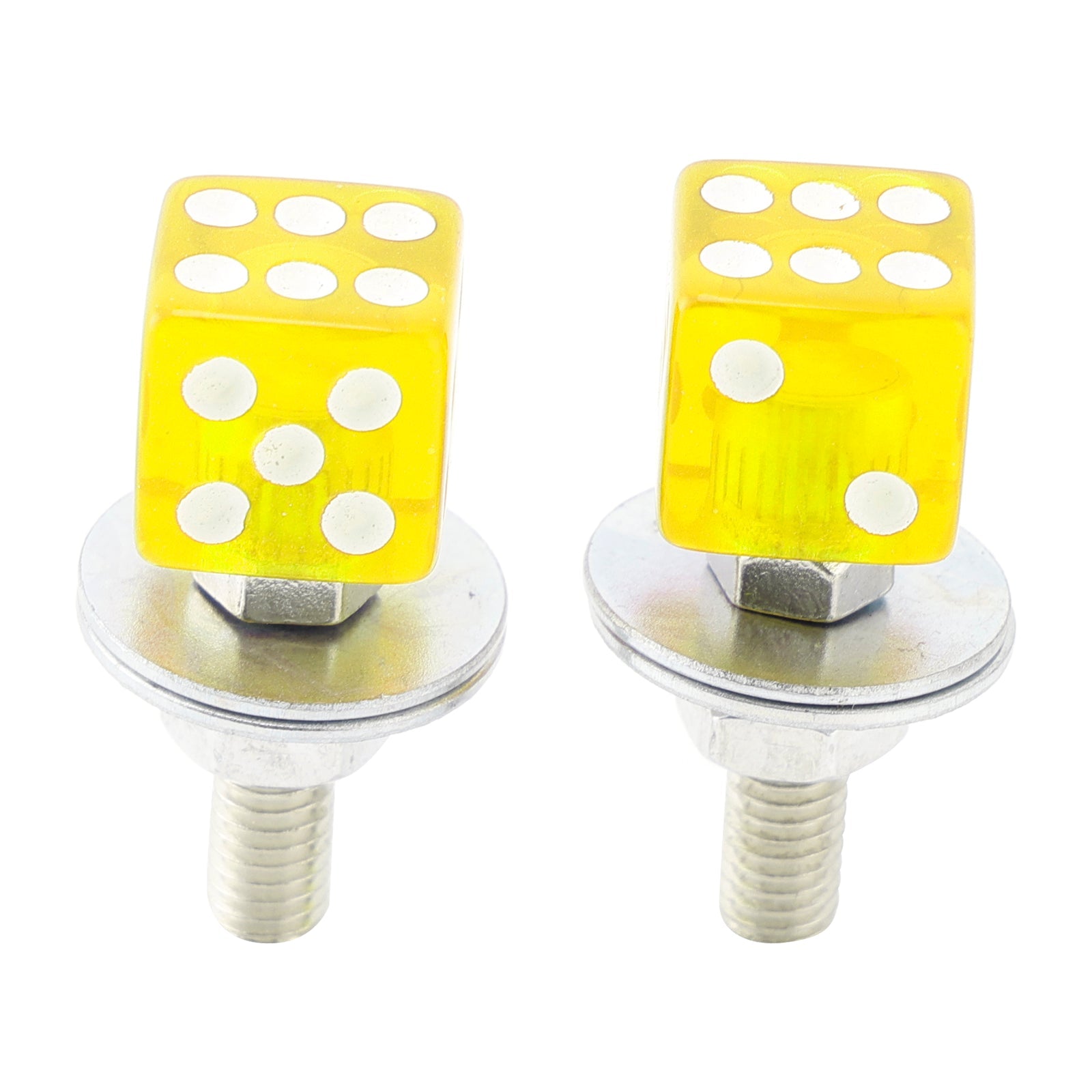 M6 Plastic Custom Head Dice License Plate Frame Screws Bolts Hardware Yellow X2