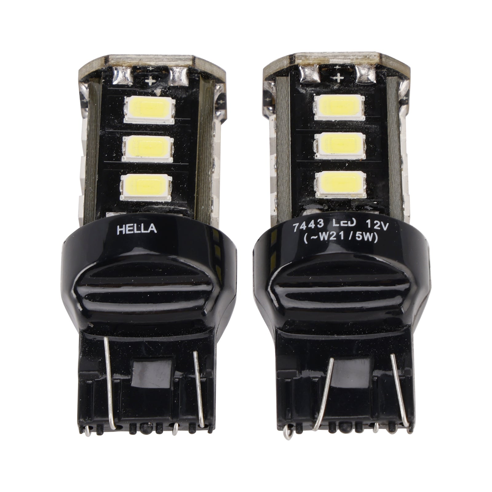 2X For HELLA LED Retrofit 7443W Wedge T5 12V 3W W21/5W 6000K