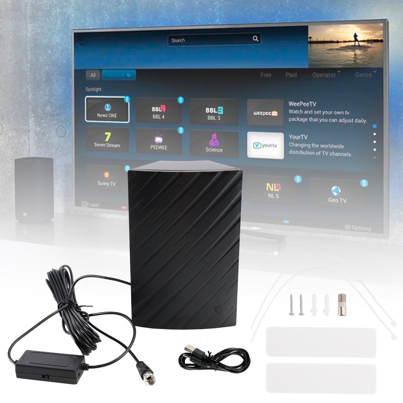 ATSC Indoor Outdoor Dual Amplifier HD Digital TV Antenna Home DVB-T2 TV Antenna