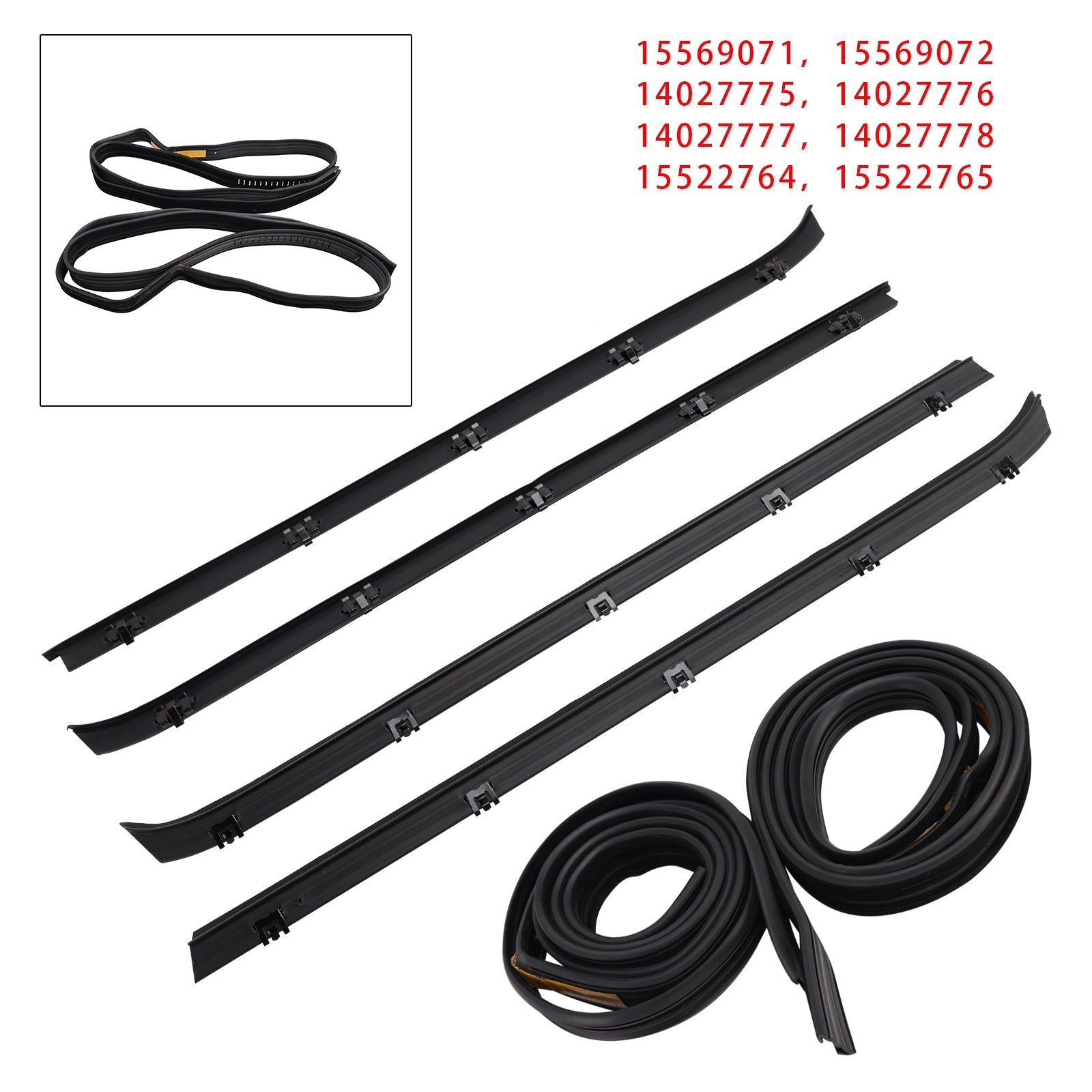 4PCS Car Window Weatherstrip+2 Seals For GMC C1500 C2500 C3500 K1500 K2500 K3500