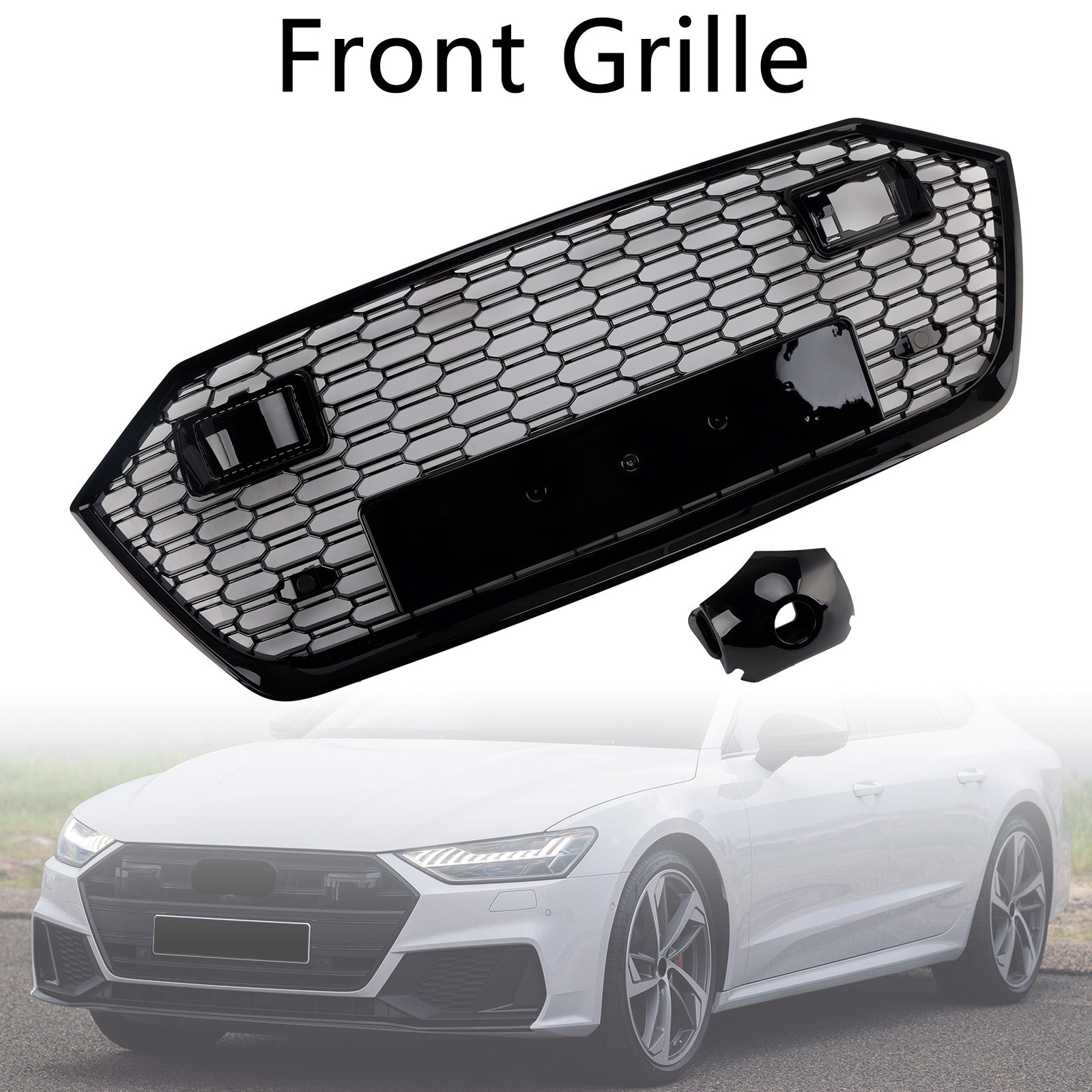 2019-2024 Front Bumper Grille Grill Fit Audi A7 C8 S7 W/ACC Black