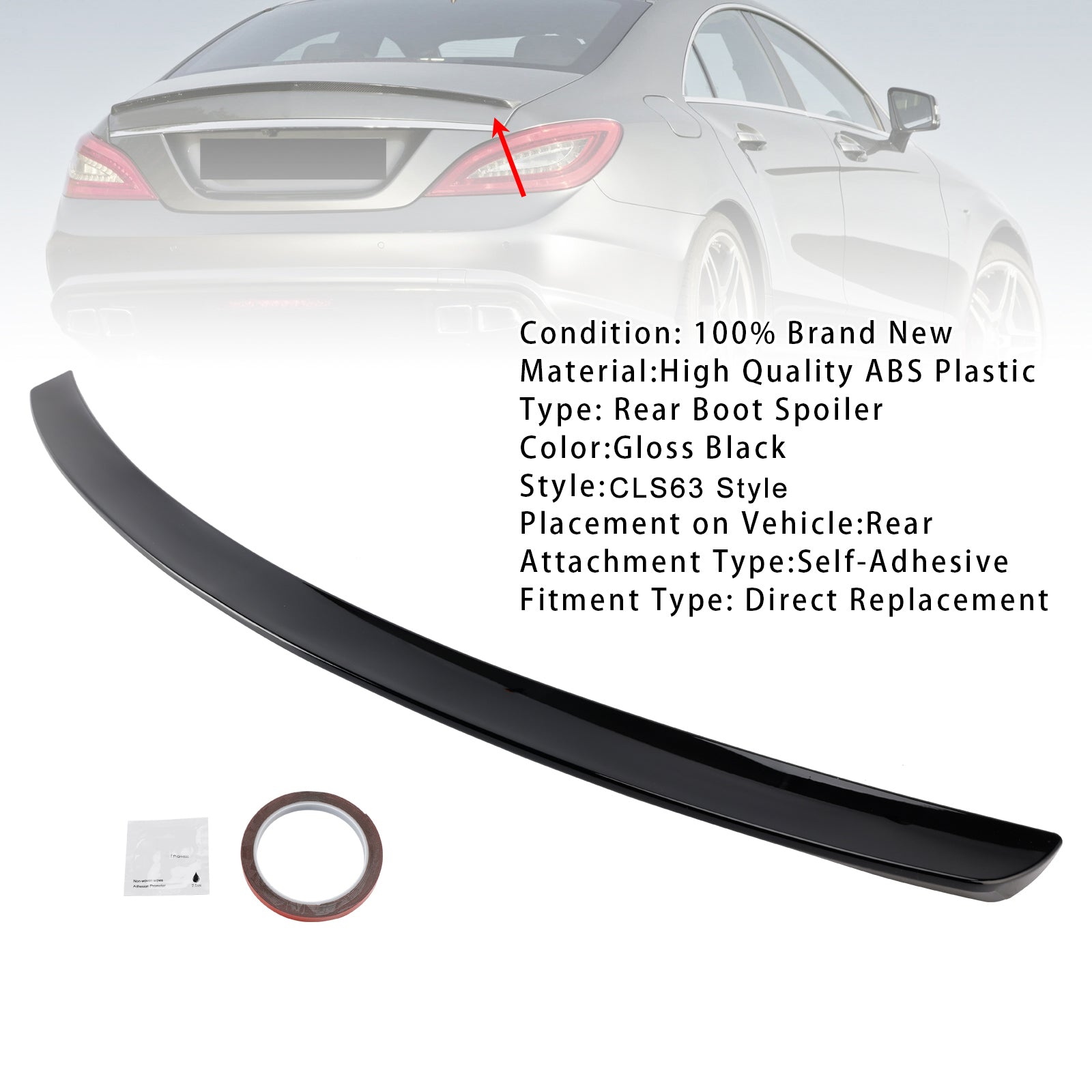 Gloss Black Rear Boot Spoiler For Mercedes-Benz CLS-Class W219 CLS63 Style 2005-2010