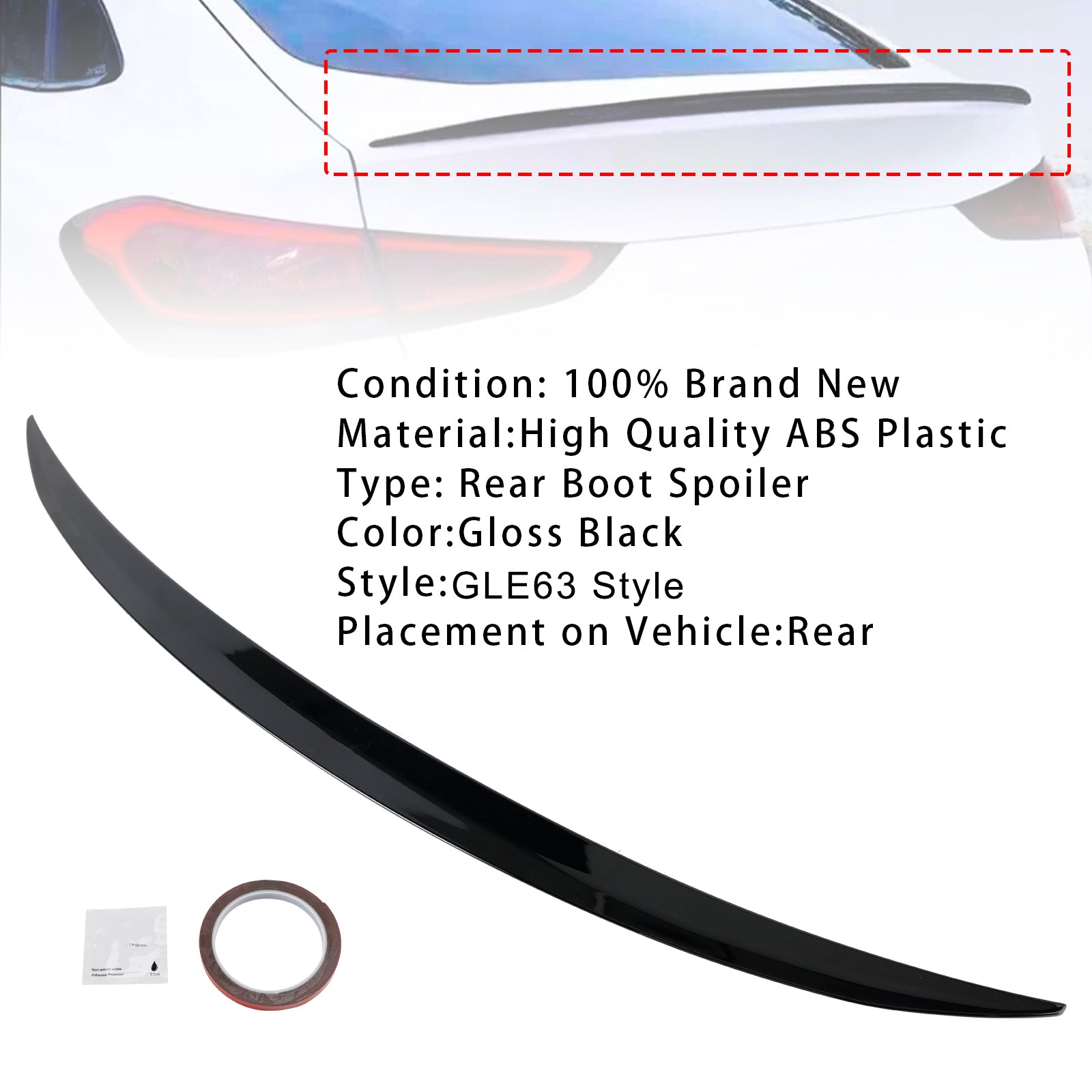 Gloss Black Rear Boot Spoiler For Benz GLE Class Coupe C167 2019+ GLE63 Style