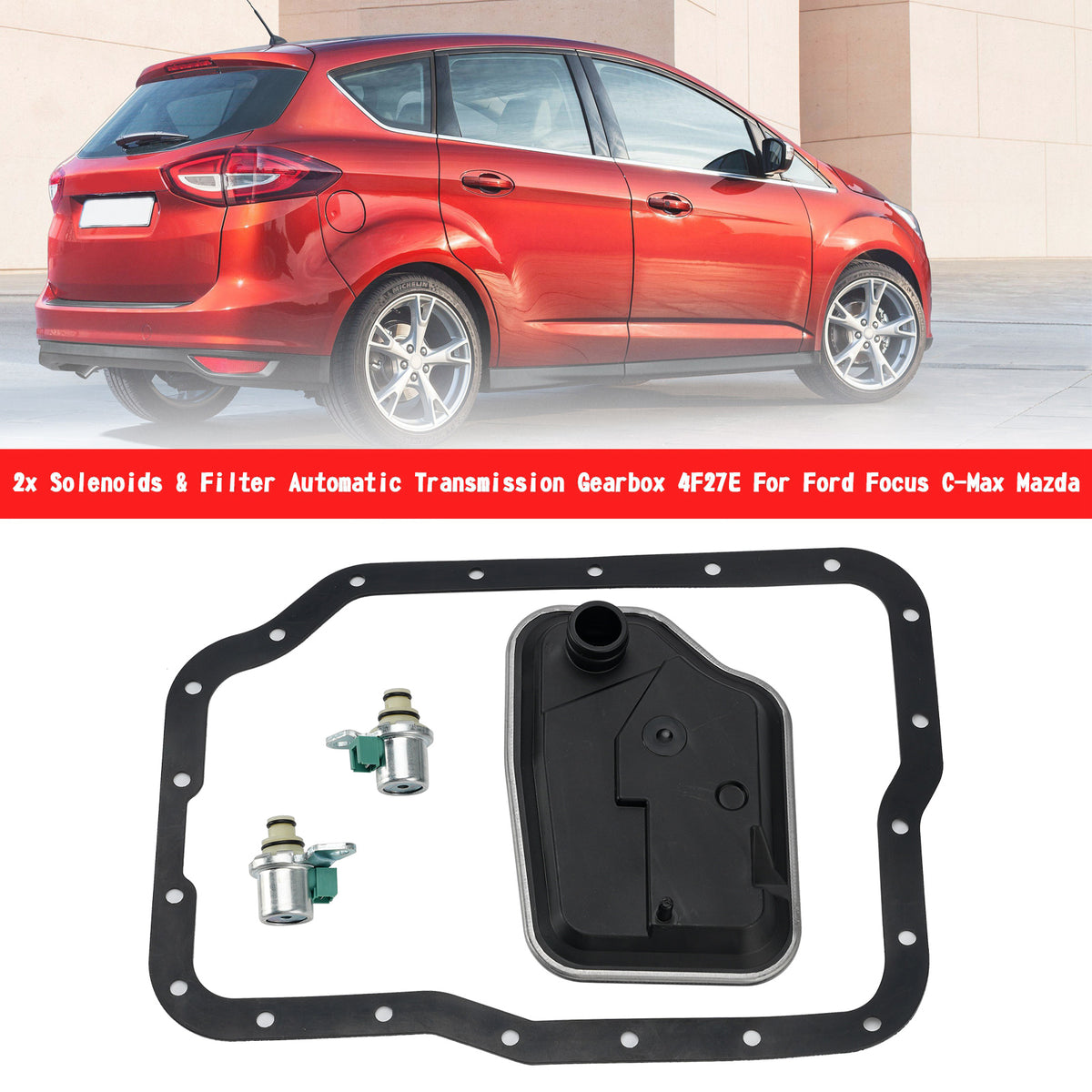 2x Solenoids & Filter Automatic Transmission Gearbox 4F27E For Ford Focus Mazda Generic