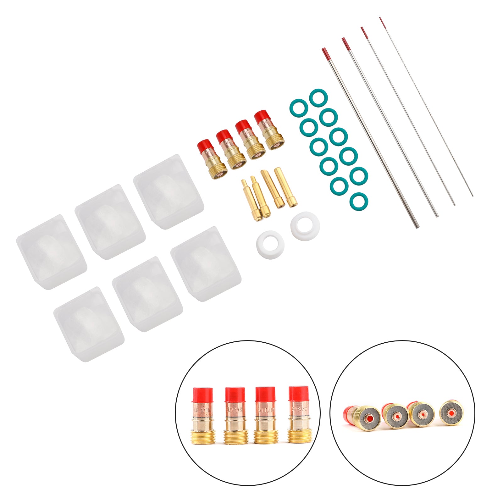 30Pcs TIG Welding Stubby Gas Lens Pyrex Cup Kit Fits For Tig WP-17/18/26 Torch