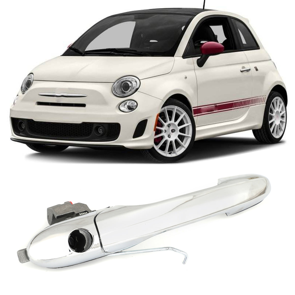 Right Driver Side Chrome Outer Door Handle 735592012 Fits For Fiat 500 Offside Generic