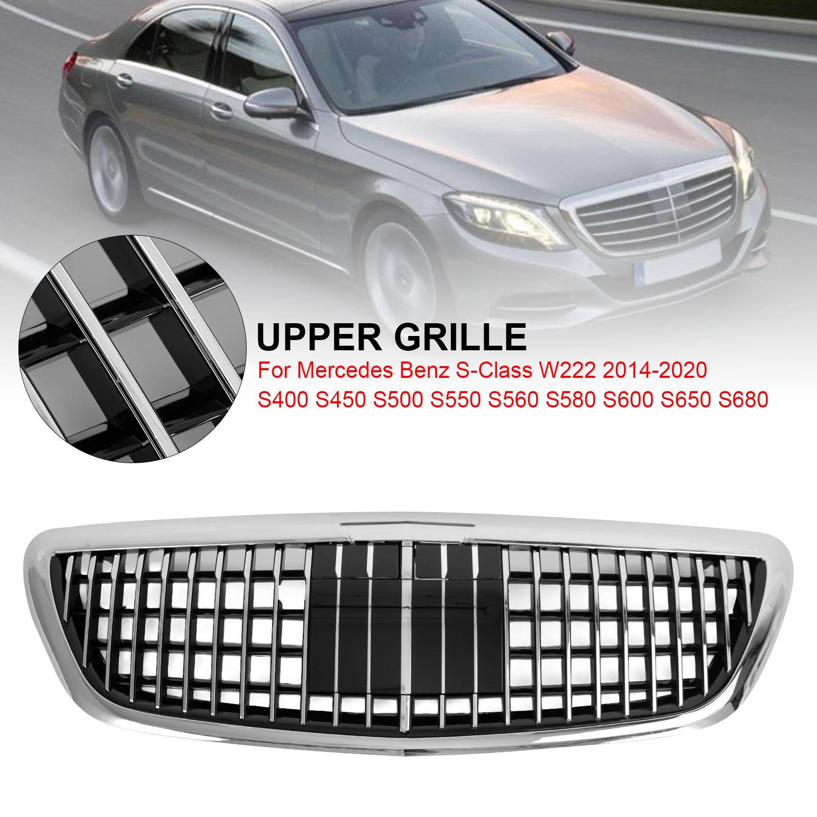 Front Bumper Upper Grille Grill fit Mercedes Benz W222 S class 2014-2020 with ACC