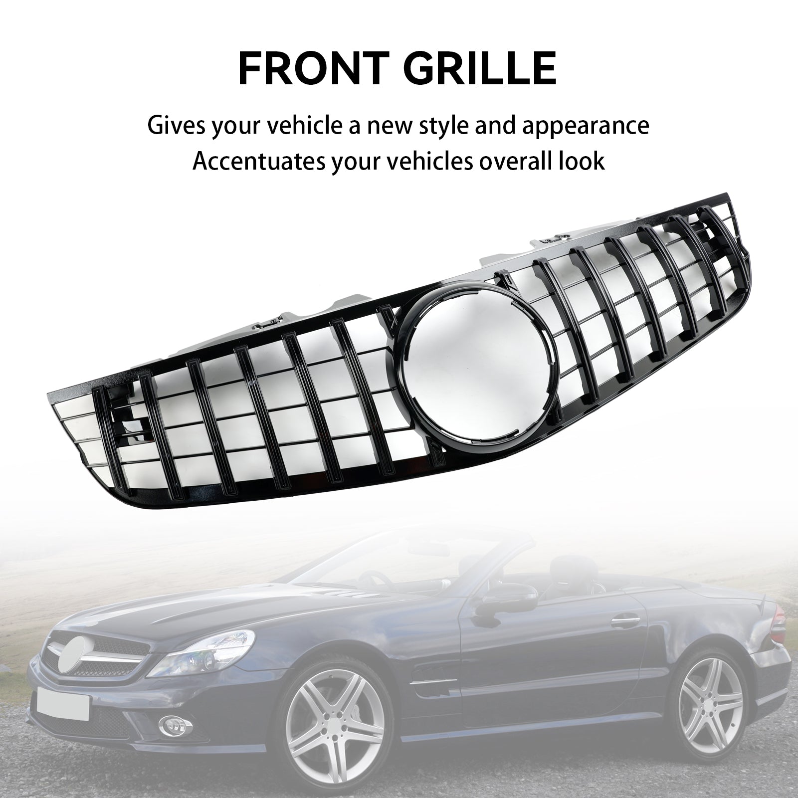 Front Bumper Upper Grill Fit Mercedes SL-Class R230 SL550 SL600 2009-2012