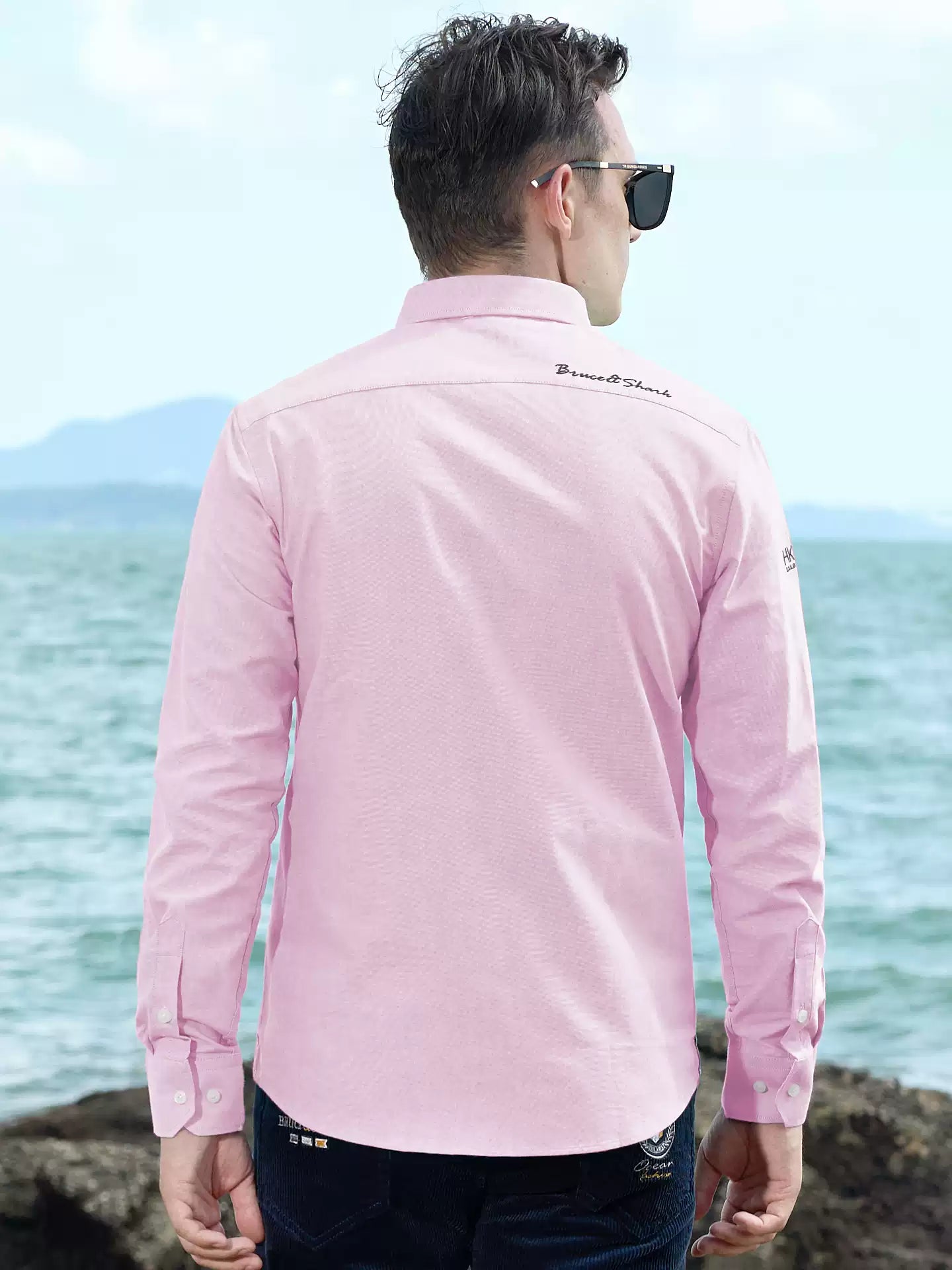 Bruce & Shark Men's shirt thick long sleeve Autumn new pure cotton oversized trendy men's Oxford shirt for layering