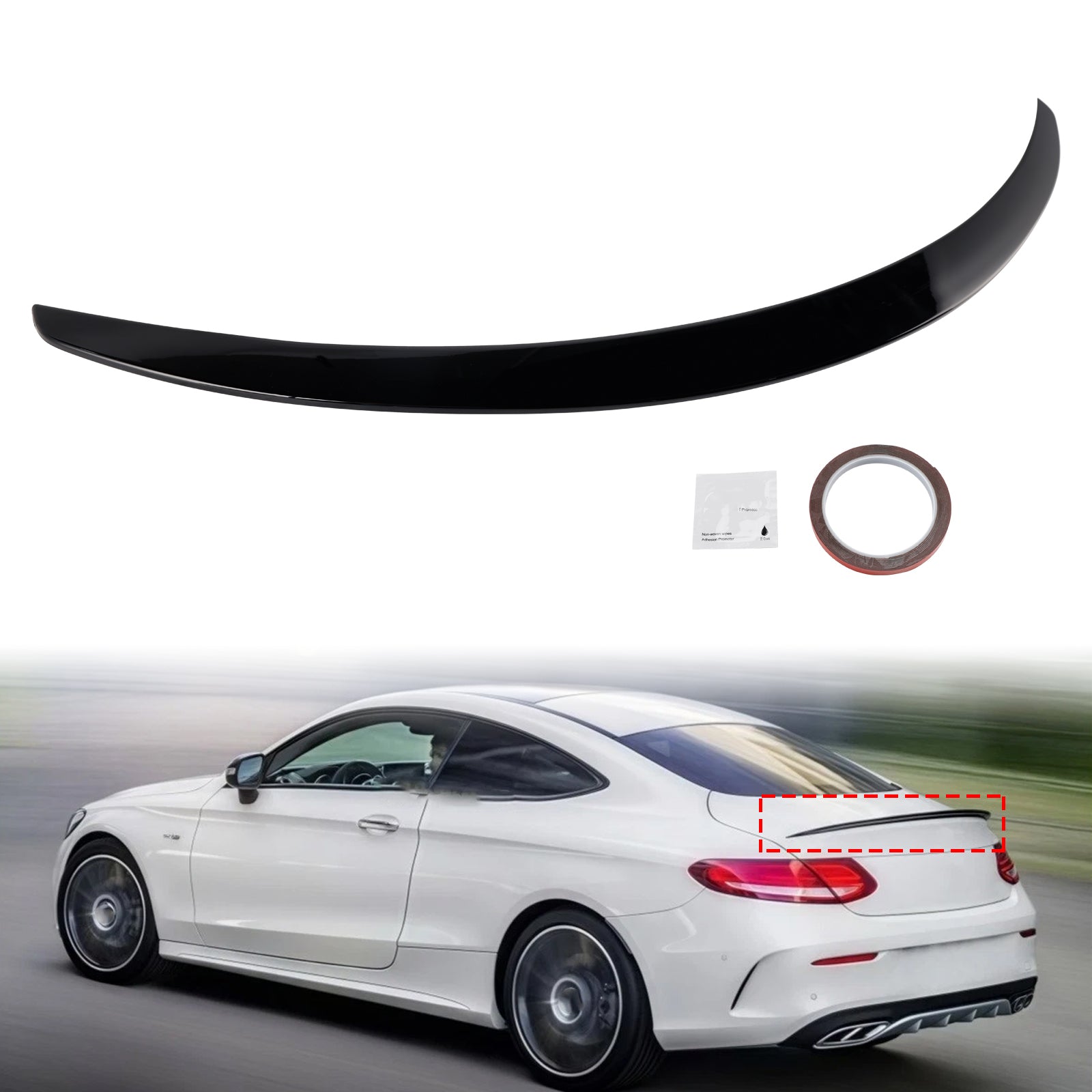 2014-2021 Mercedes-Benz C-Class W205 C205 Coupe Gloss Black Rear Spoiler