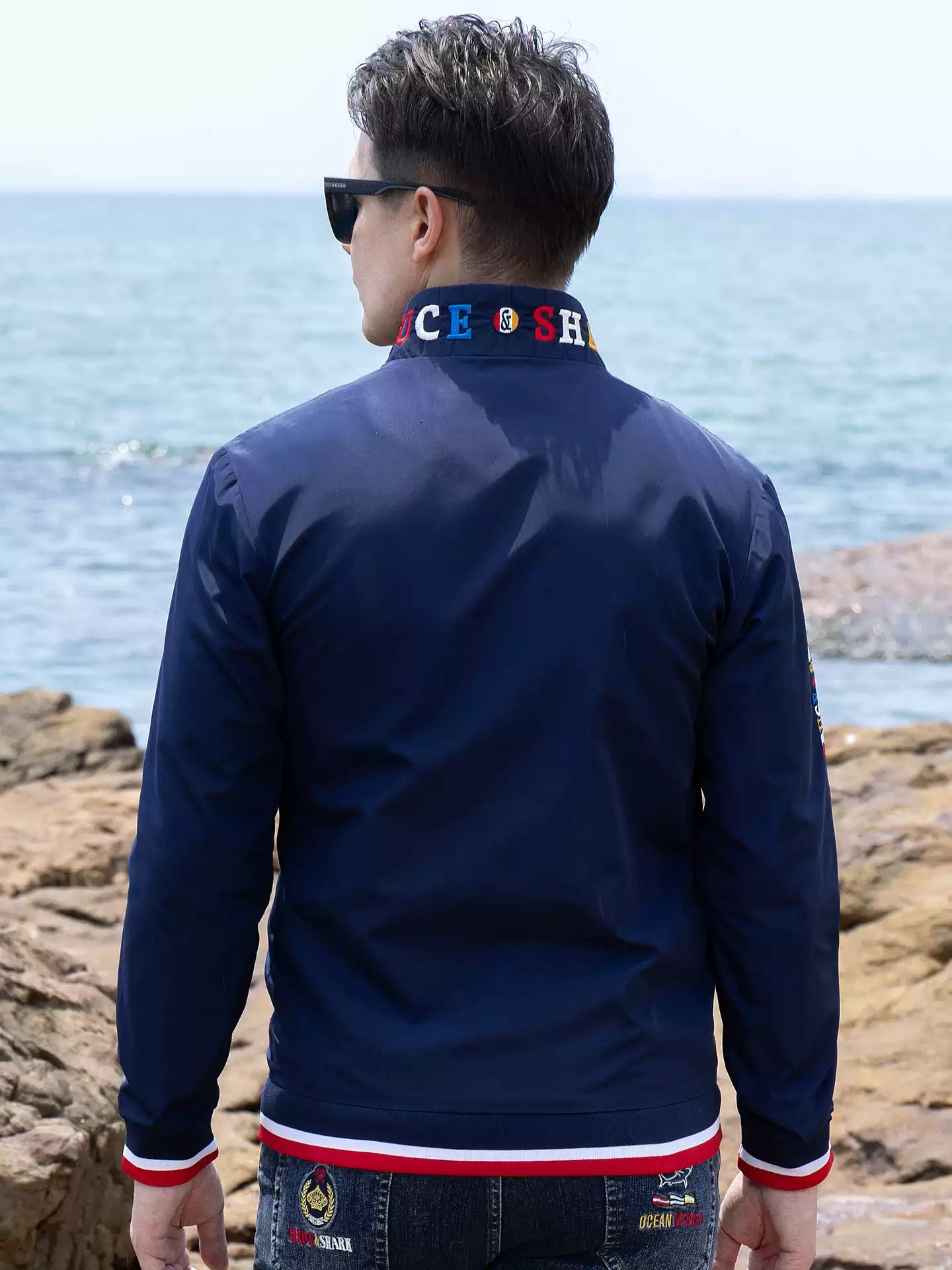 Bruce & Shark Men's Jacket Autumn New Thin Sports Coat Oversized Trendy Loose Men's Cardigan