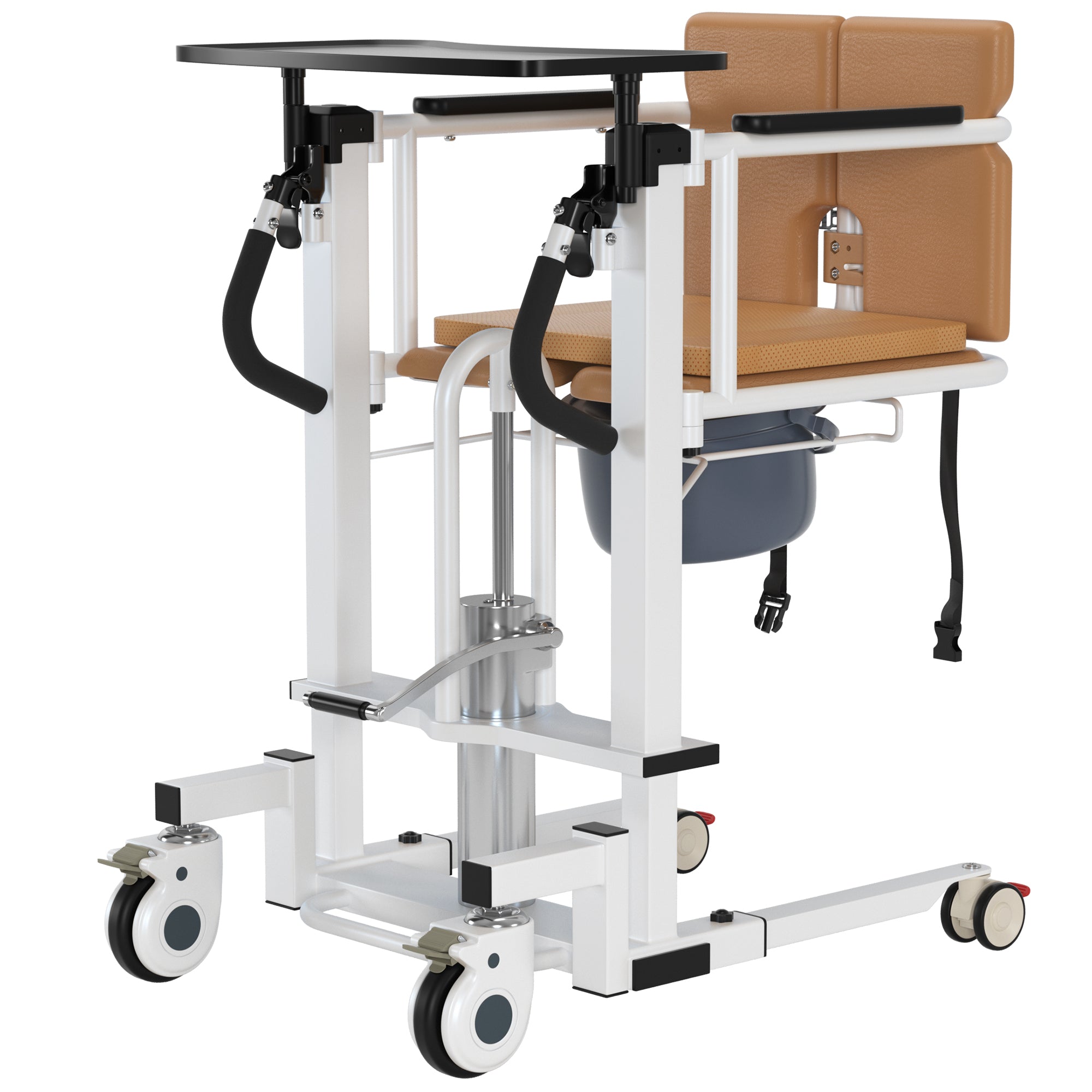 Hydraulic Patient Transfer Lift Wheelchair w/180° Split Seat And Table