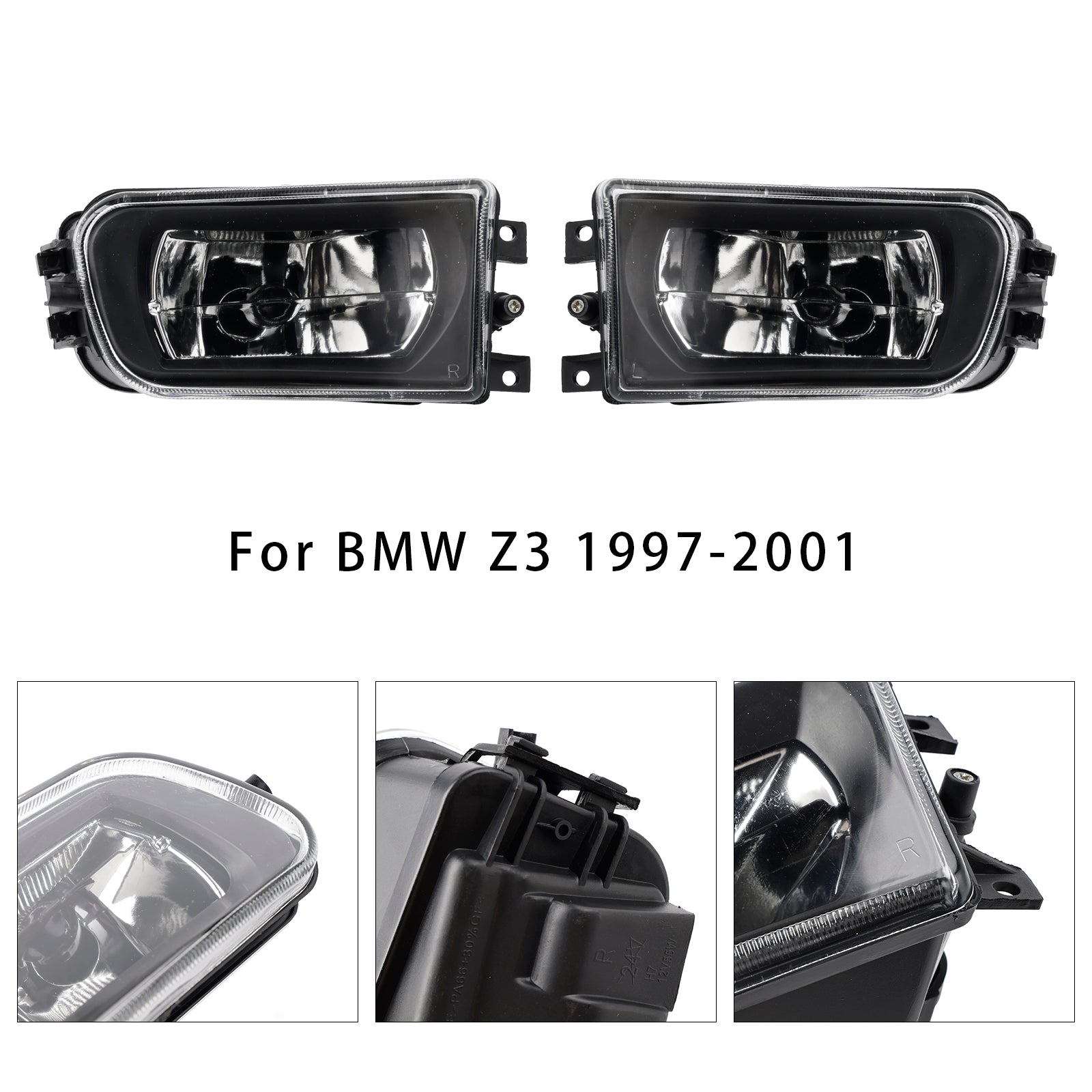 Pair Front Bumper Fog Light Lamp Housing Shell For BMW E39 5-Serise 1995-1998