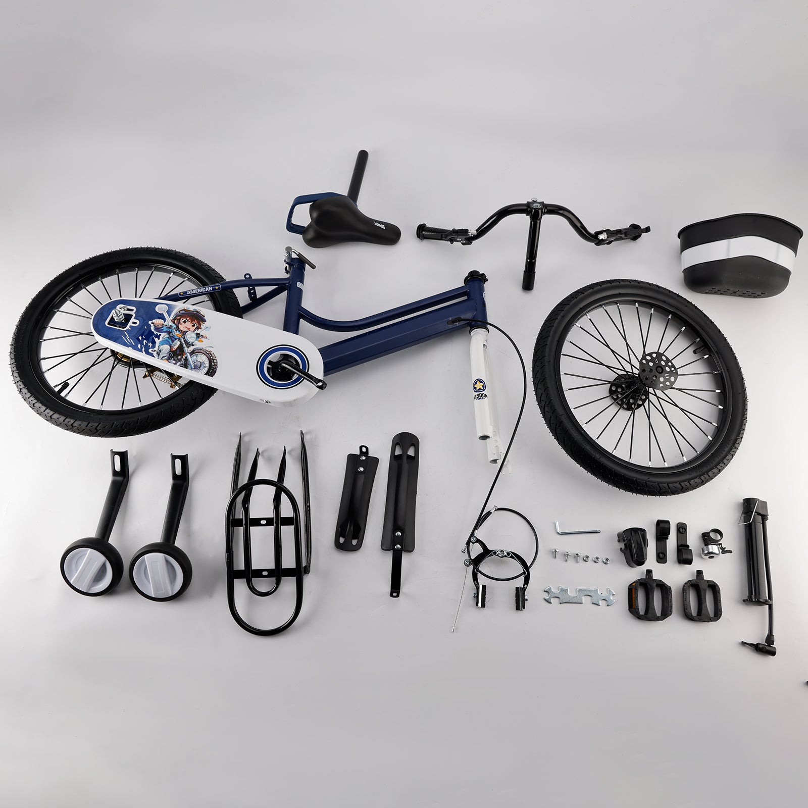 16"/18" Kids Bike for Boys and Girls with auxiliary wheels & Rack & Basket