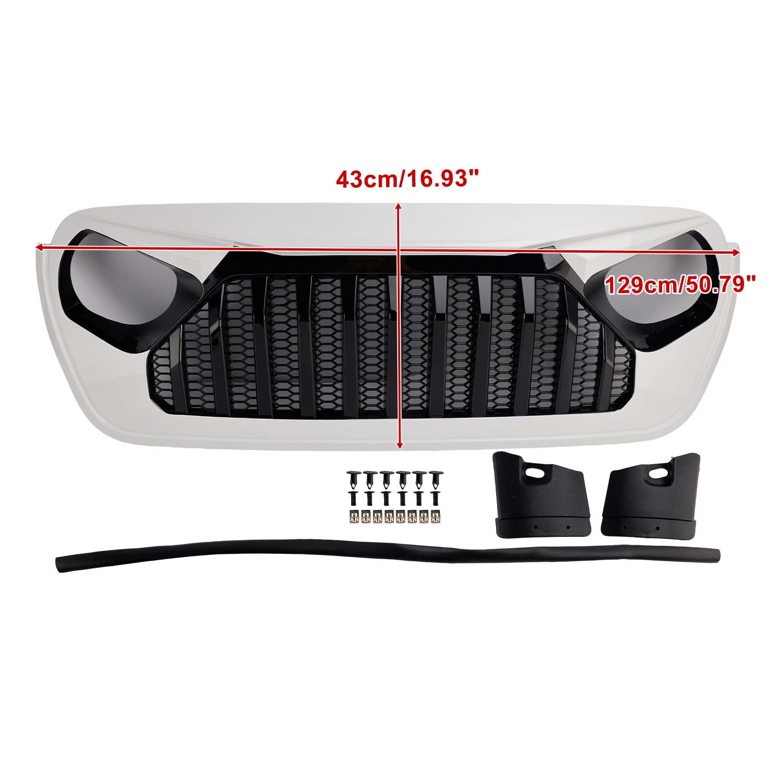 2018-2023 Fit for Jeep Wrangler JL JT White & Black Front Vader Grille Bumper Grill