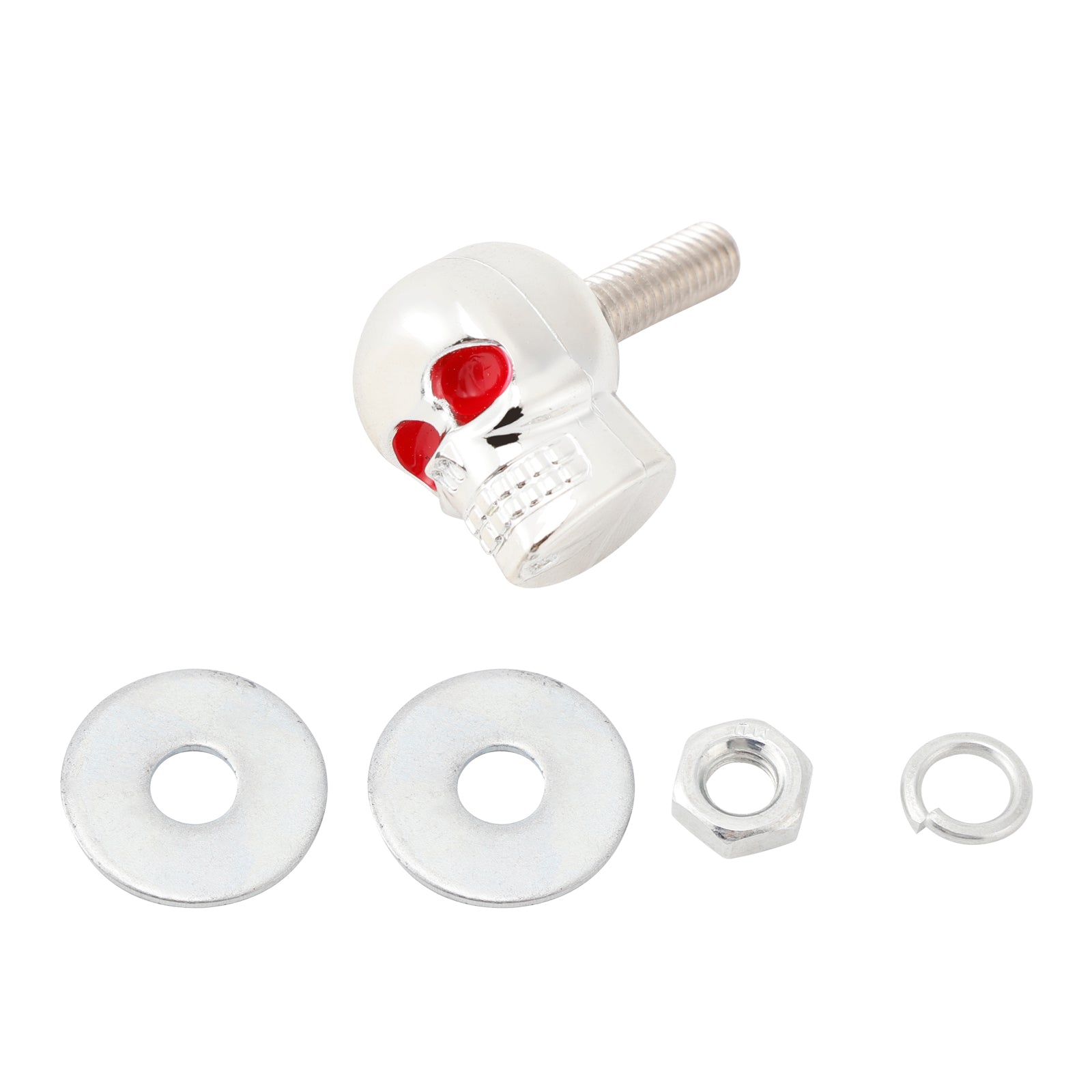 2x Motorcycle Bike Plastic Silver Skull License Plate Bolt On Screw On Frame Nut