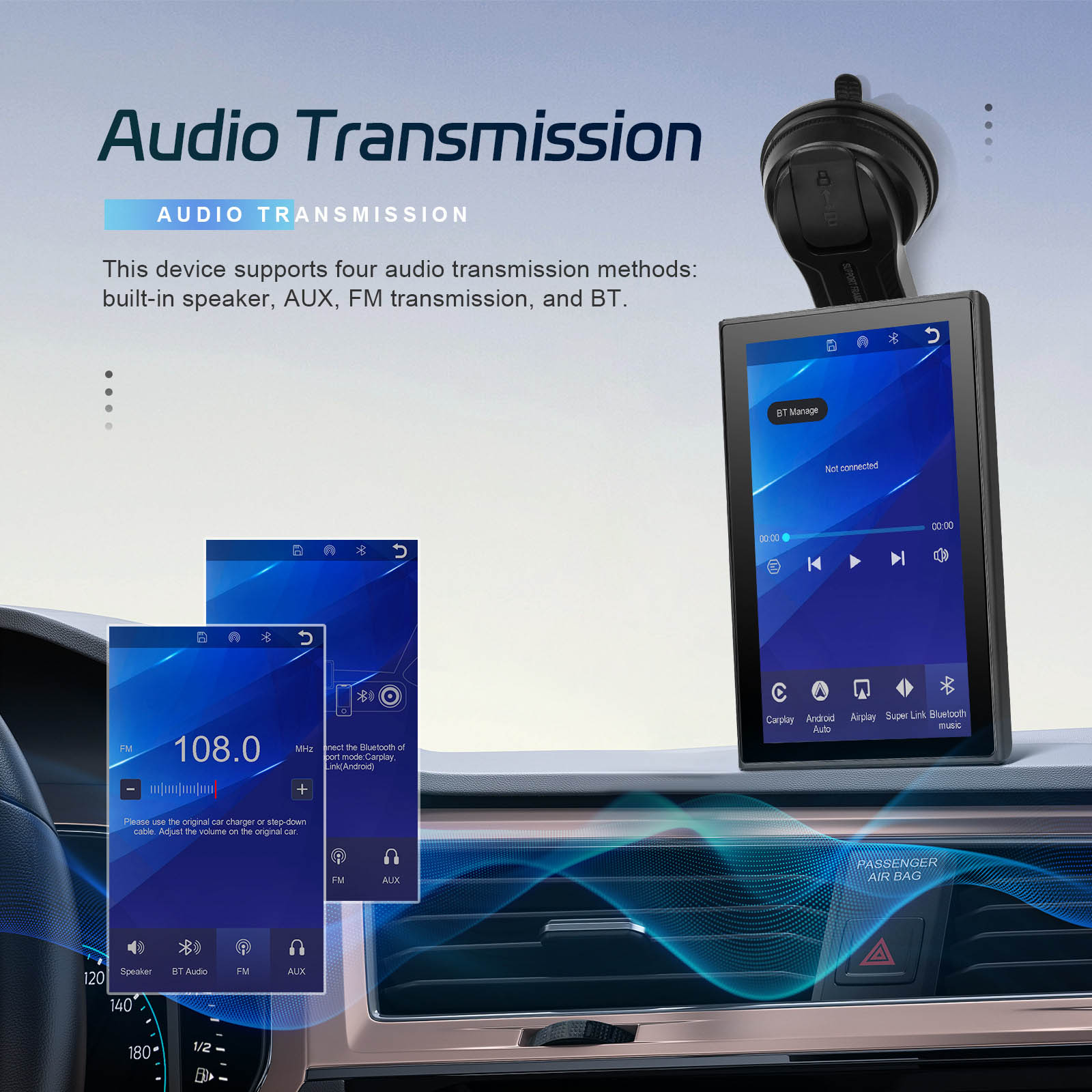 7-inch Full Touch Screen Apple CarPlay Horizontal Vertical Switching 12 LED Camera