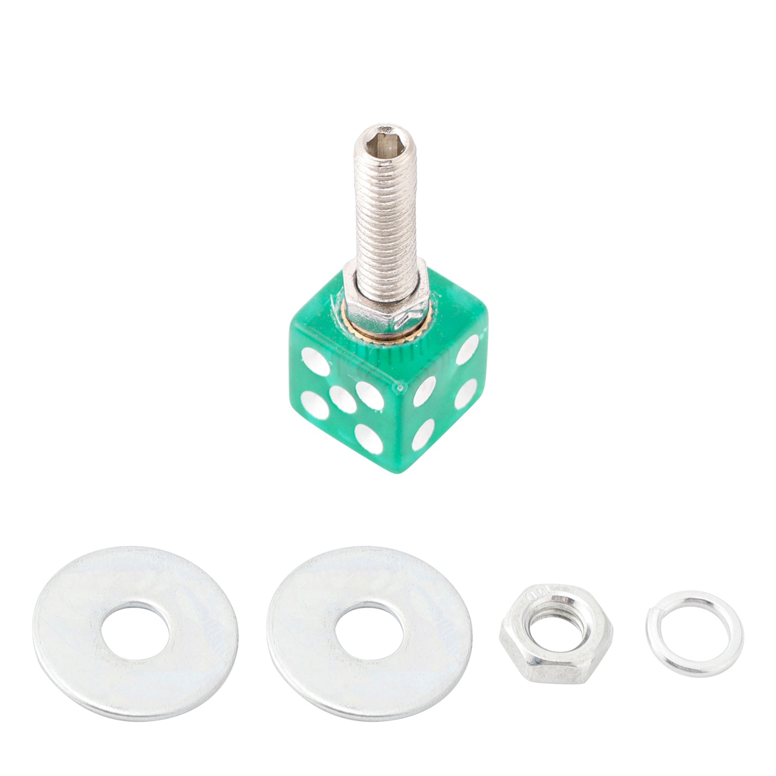 4x Custom DICE License Plate Bolt Screw Green Plastic Motorcycle Chopper Bobber