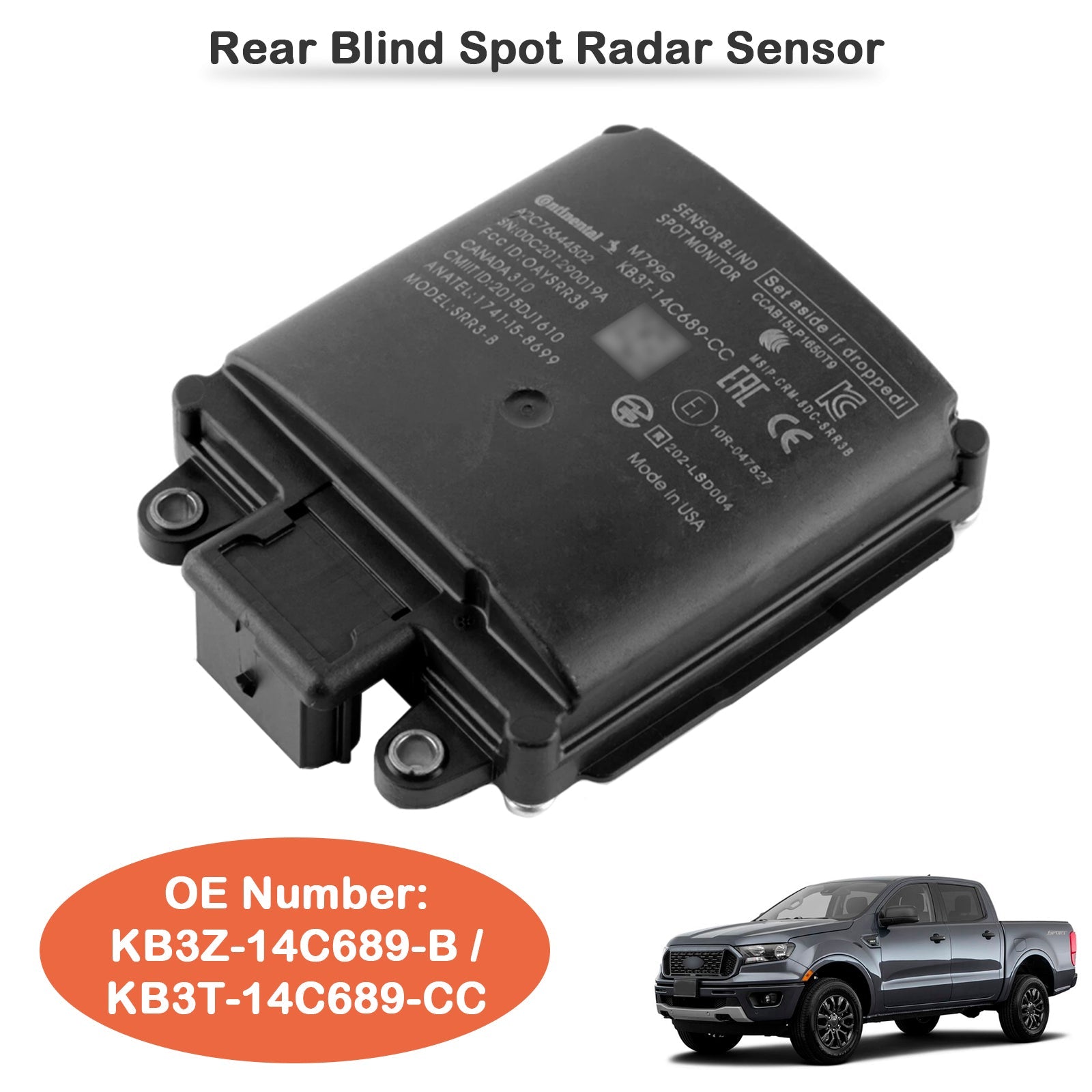 2019-2020 Ford Ranger Rear Blind Spot Radar Sensor KB3Z-14C689-B