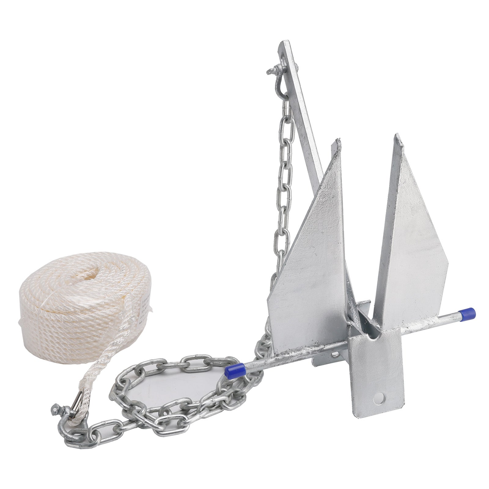 Kit Galvanized Boat Anchor 13Lbs Sliding Anchor & Chain & Rope Silver For Boat 13lbs